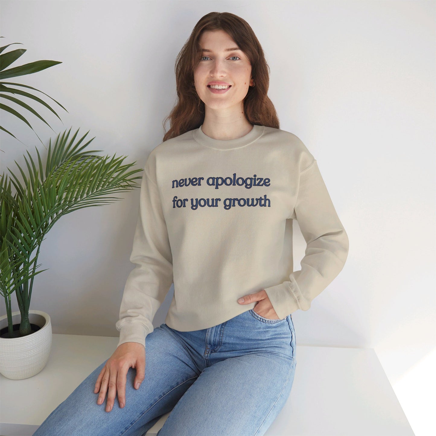 A sage message of “never apologize for your growth”. Give the gift of this Unisex Heavy Blend™ Crewneck Sweatshirt or get one for yourself.