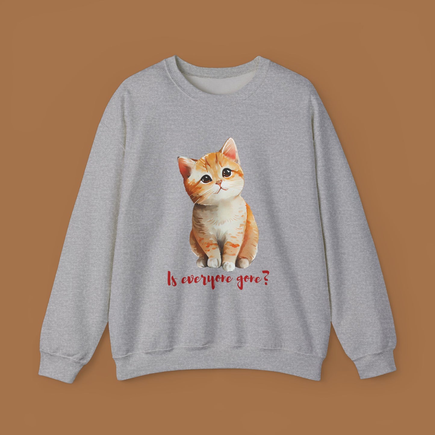 “Is everyone gone?” beautiful cat design Unisex Heavy Blend™ Crewneck Sweatshirt.