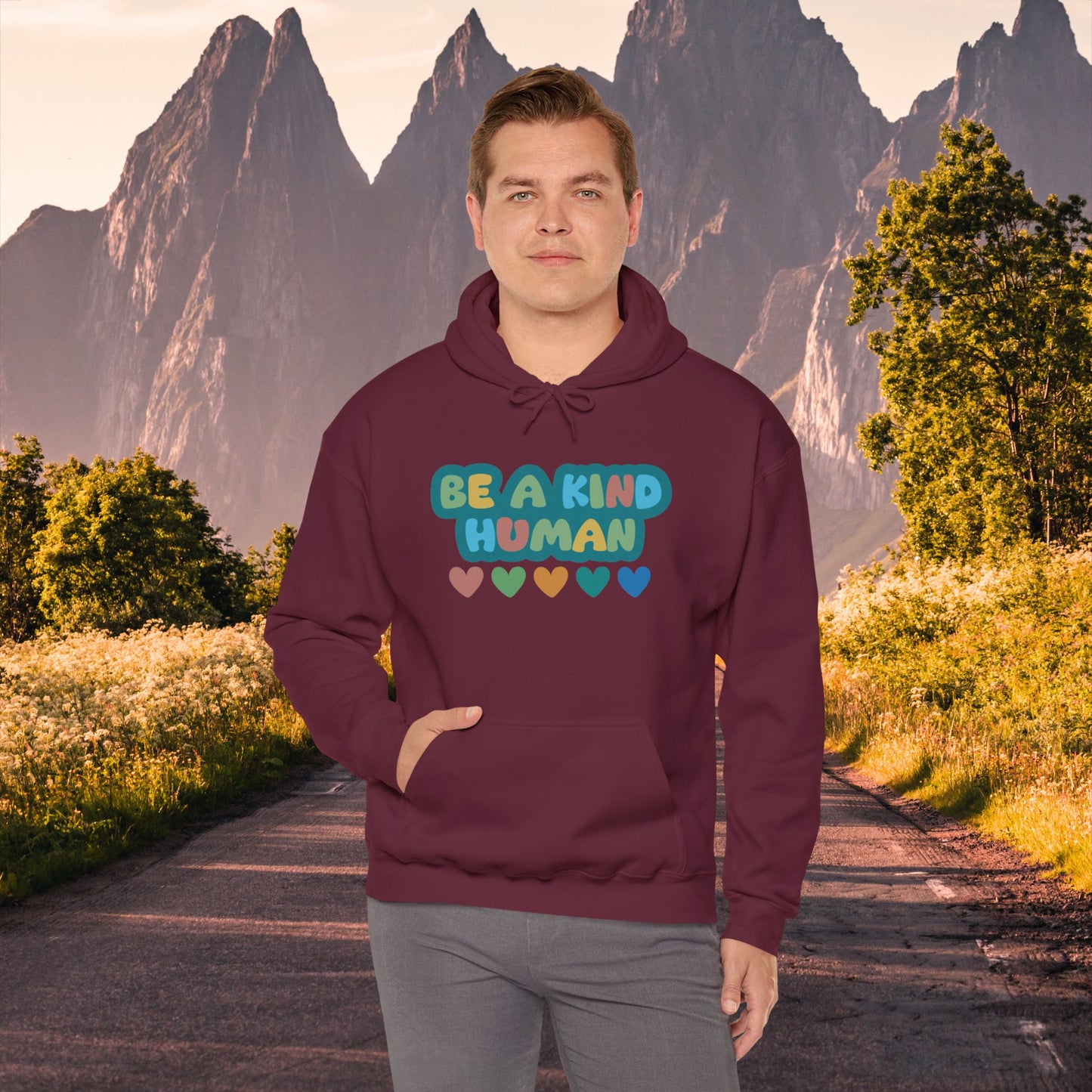 Be a kind human with hearts Hoodie Sweatshirt