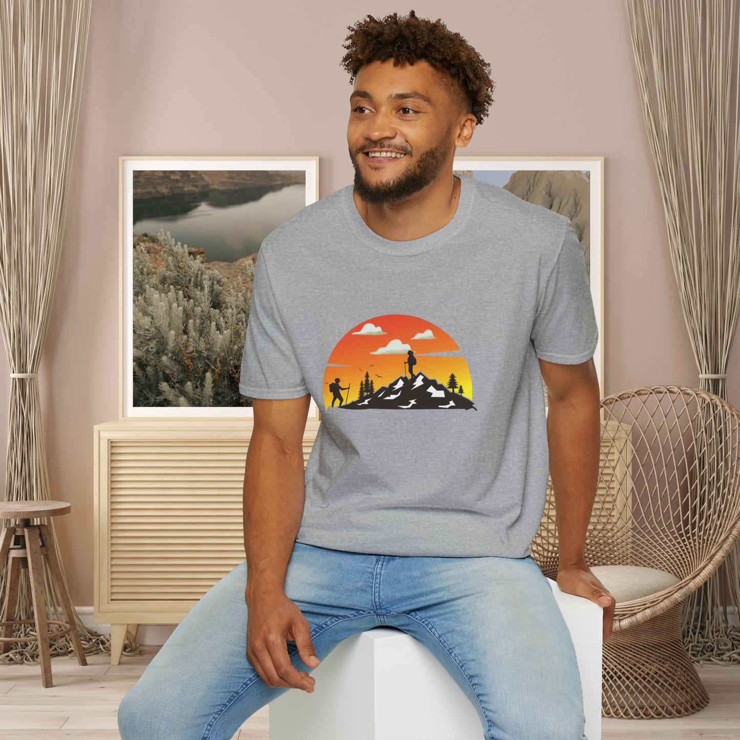 Great shirt for that hiker who just loves to be outdoors to climb mountains or be one with nature on this Unisex Softstyle T-Shirt.