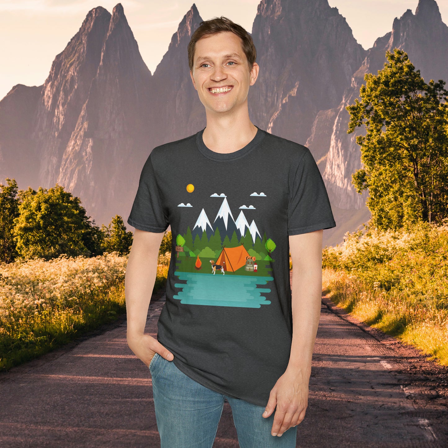 Love camping in the great outdoors? This is a shirt just for you! This is a Unisex Softstyle T-Shirt.