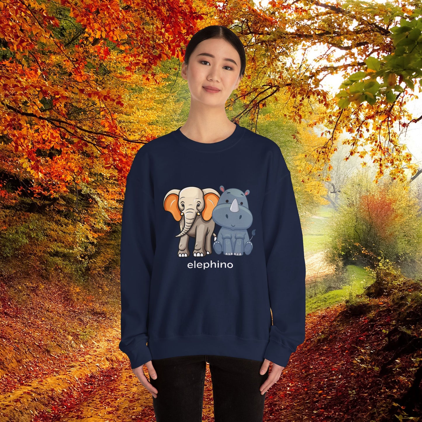 Funny Wildlife Elephino Crewneck Sweatshirt