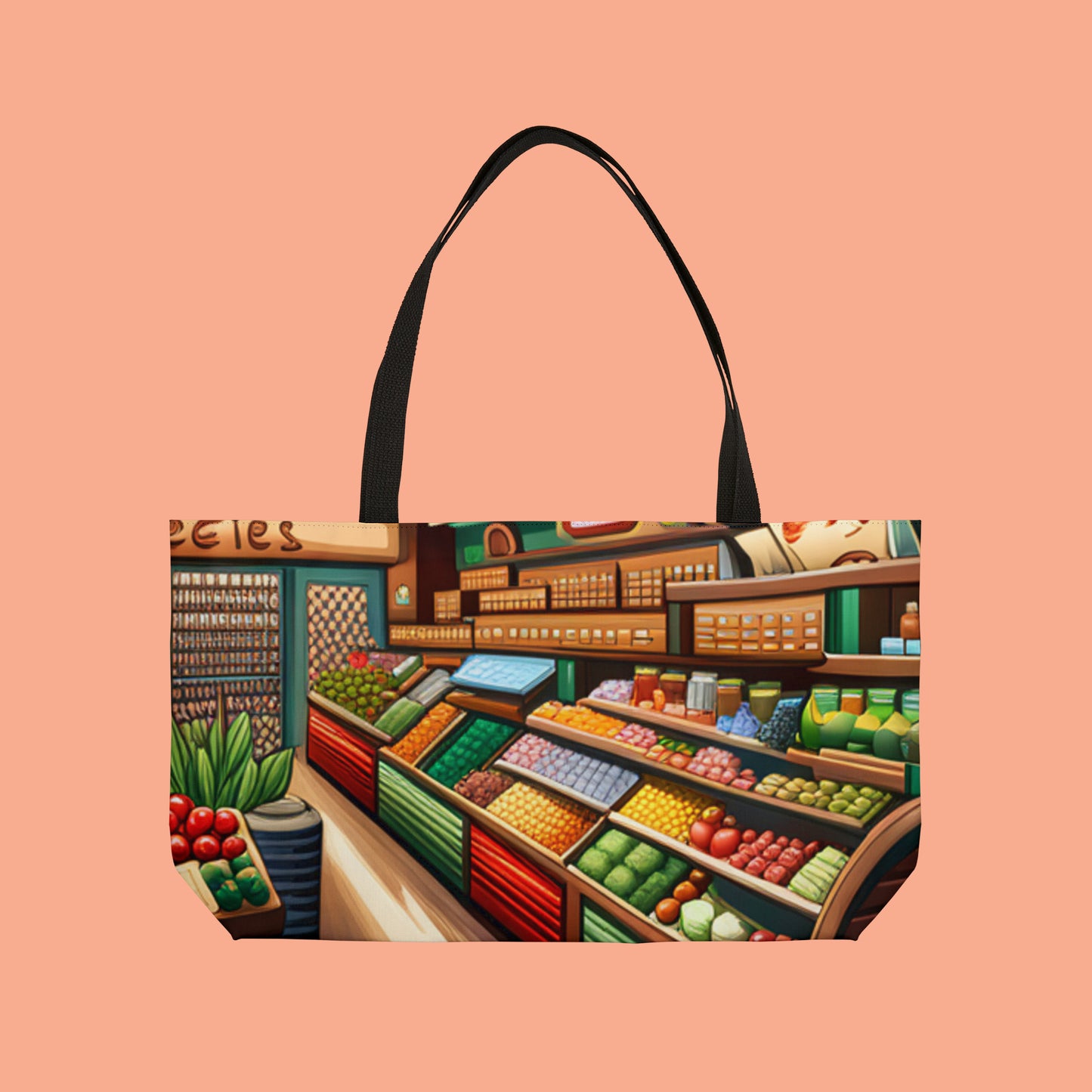 Don’t forget to bring this to the grocery store! A great way to help our planet with this Weekender Tote Bag.