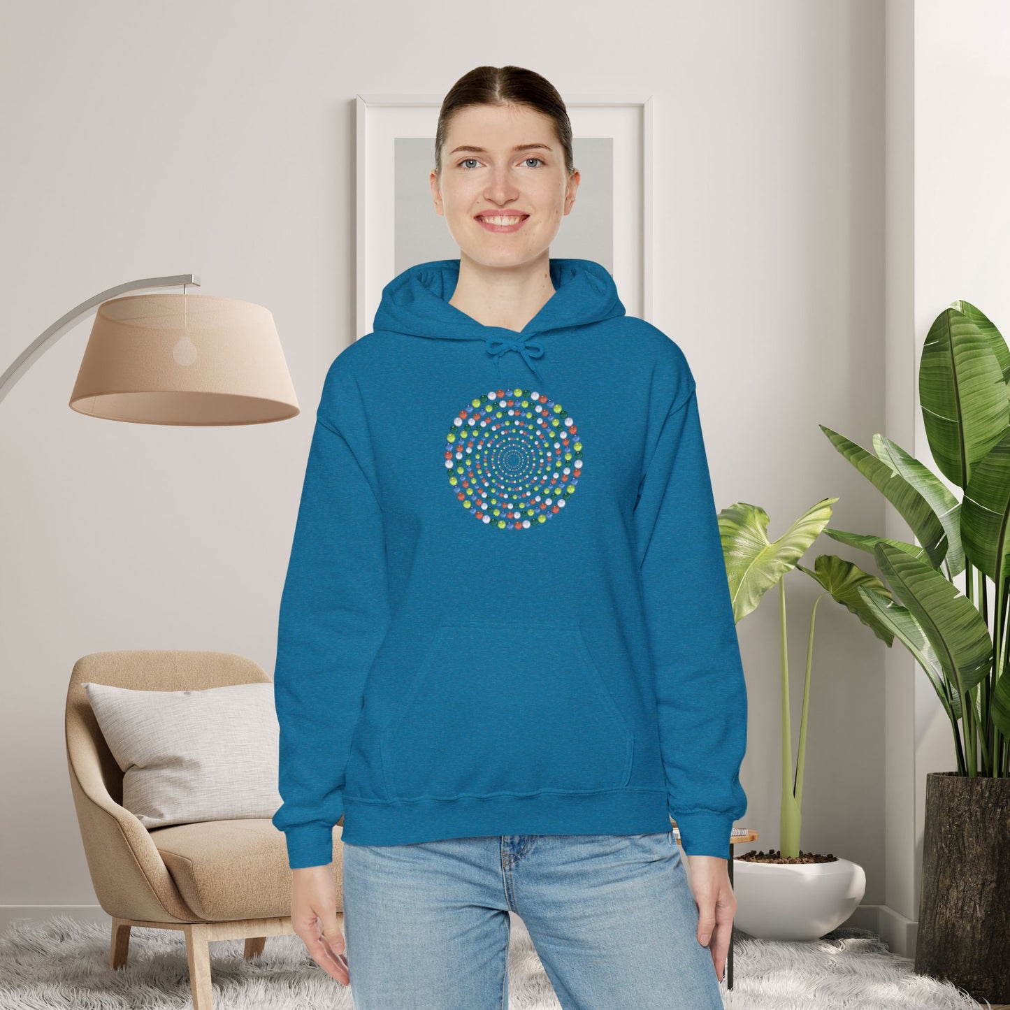 Hooded Sweatshirt - Colorful Marbles Design