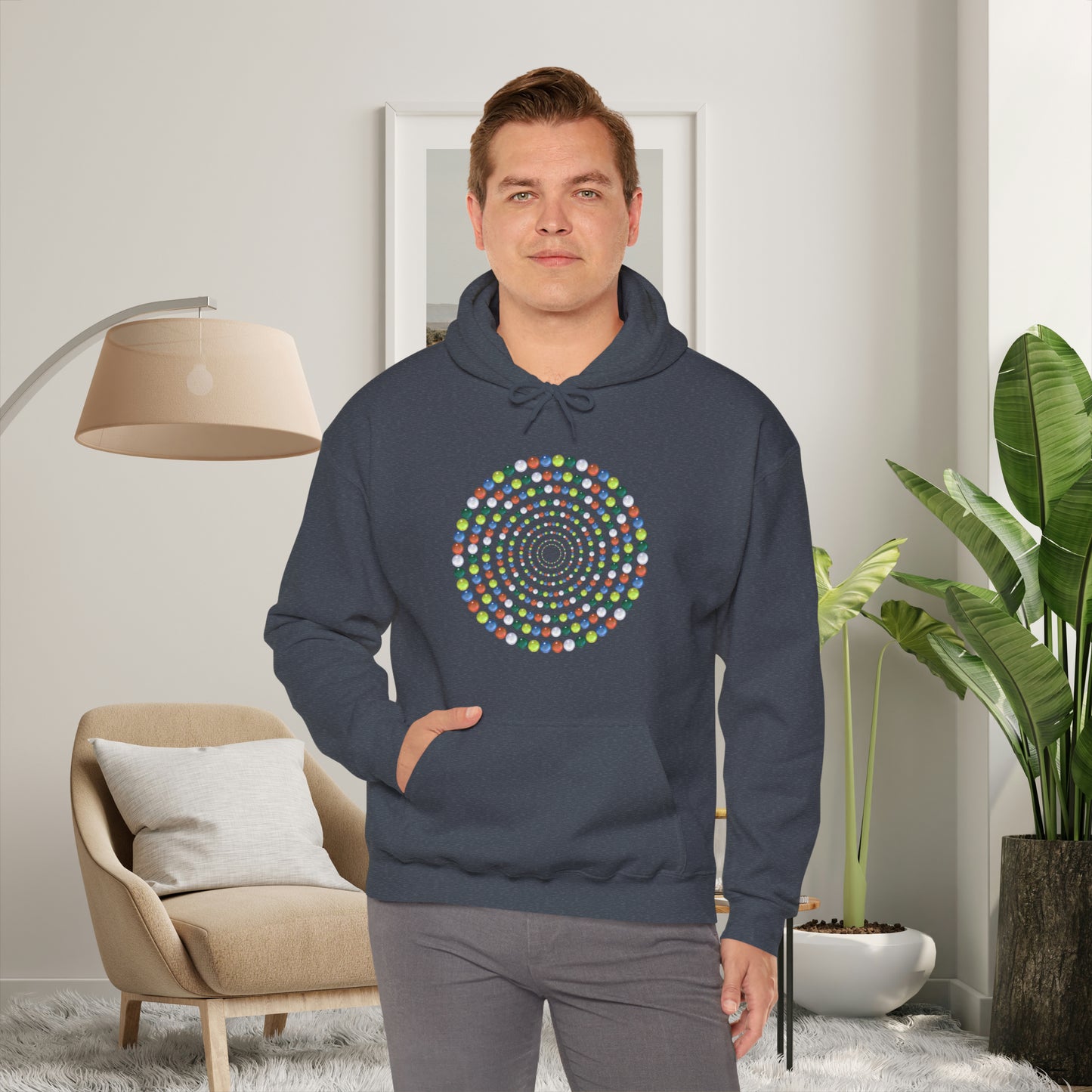 Marbles, colorful and so much fun on this Unisex Heavy Blend™ Hooded Sweatshirt