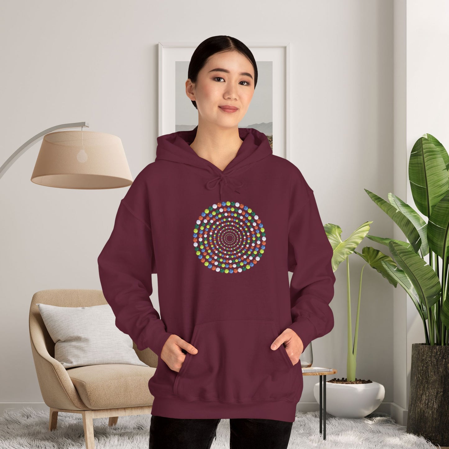 Hooded Sweatshirt - Colorful Marbles Design