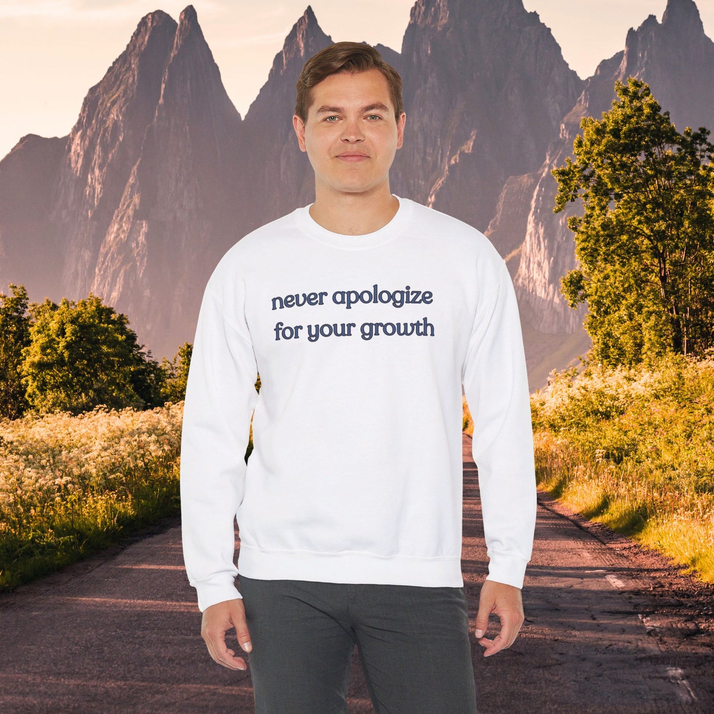 A sage message of “never apologize for your growth”. Give the gift of this Unisex Heavy Blend™ Crewneck Sweatshirt or get one for yourself.