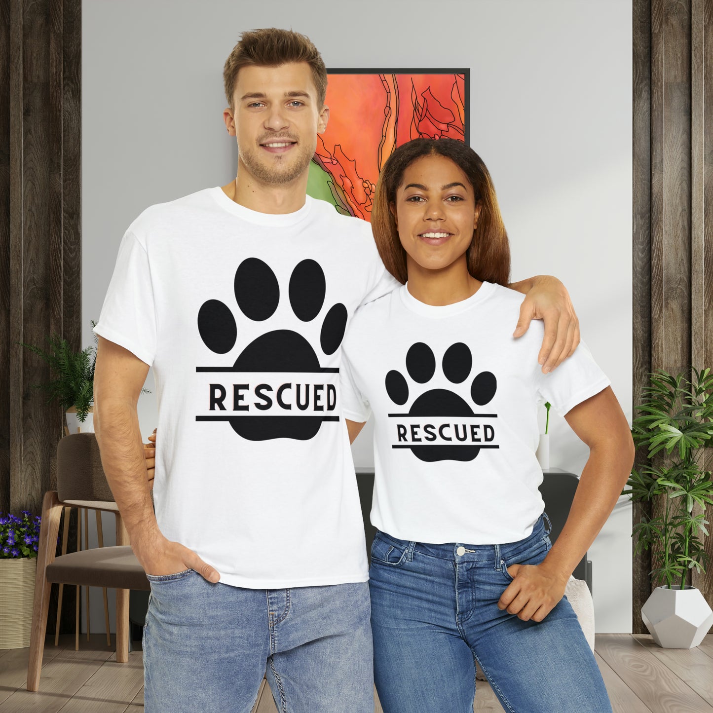 Rescue a furry friend and you will know unconditional love. This Unisex Heavy Cotton Tee is testament to what every dog or cat “rescuer” knows.