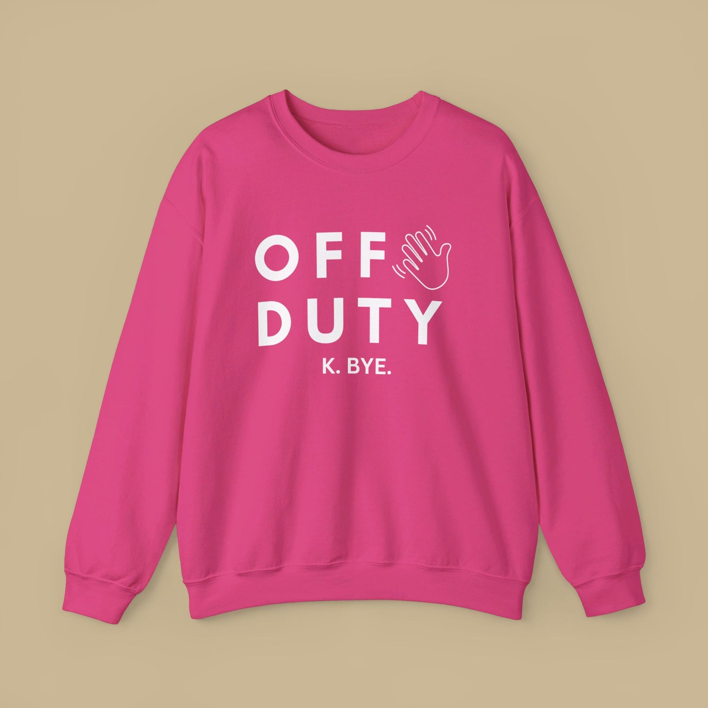 Cozy up with this simple “OFF DUTY” sweatshirt designed by Nurse Angela (my niece). Give the gift of this Unisex Heavy Blend™ Crewneck Sweatshirt or get one for yourself.