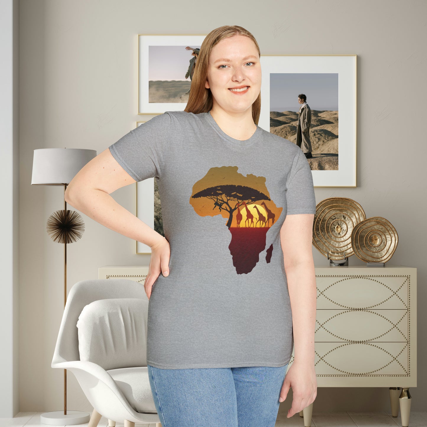 Love Africa? There’s so much to love! Natural beauty, history and peoples inspire the design on this Unisex Softstyle T-Shirt. And yes, giraffes are fantastic too!