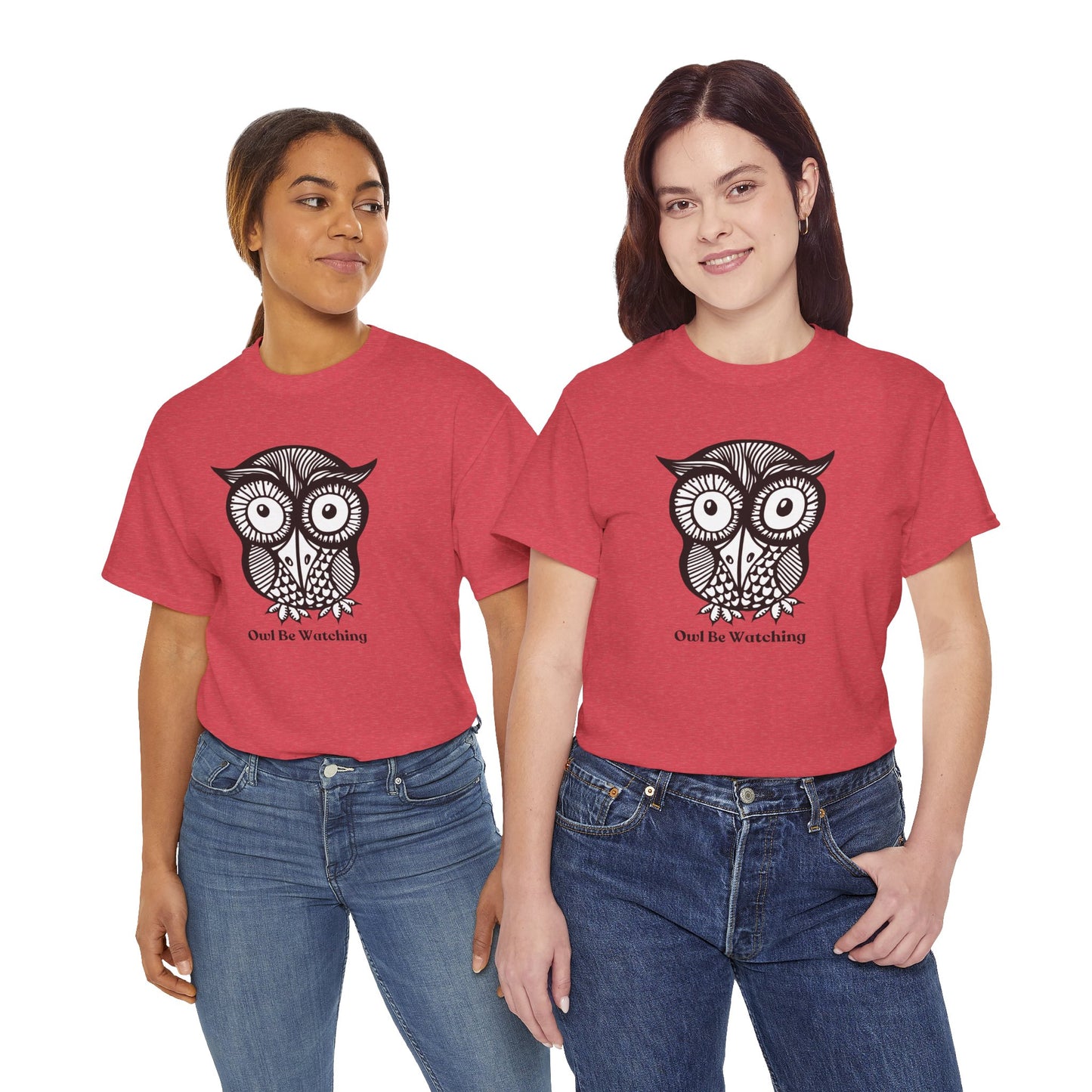 Owl Tee with Owl be watching caption