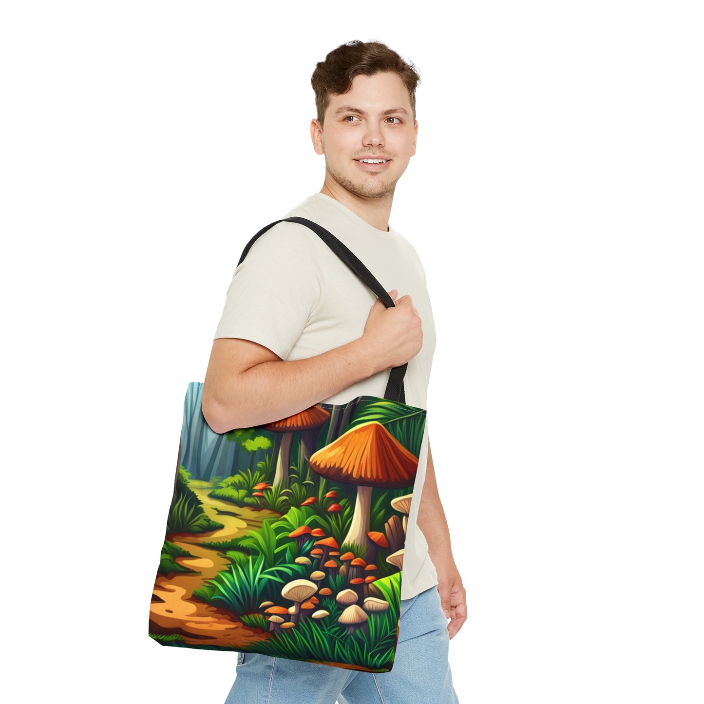 Colorful forest mushrooms Tote Bag in 3 sizes to meet your needs.