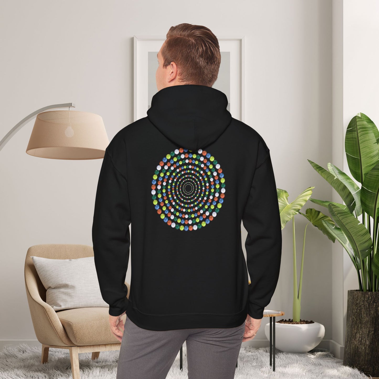 Hooded Sweatshirt - Colorful Marbles Design