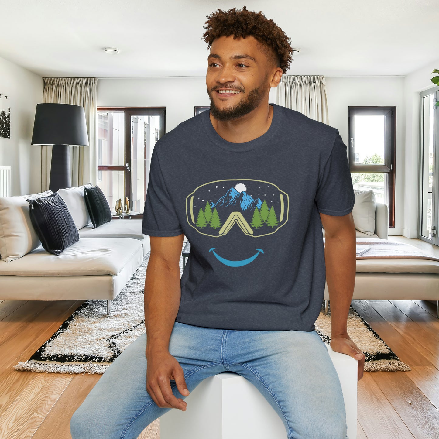 Mountain happy is the message on this Unisex Softstyle T-Shirt.