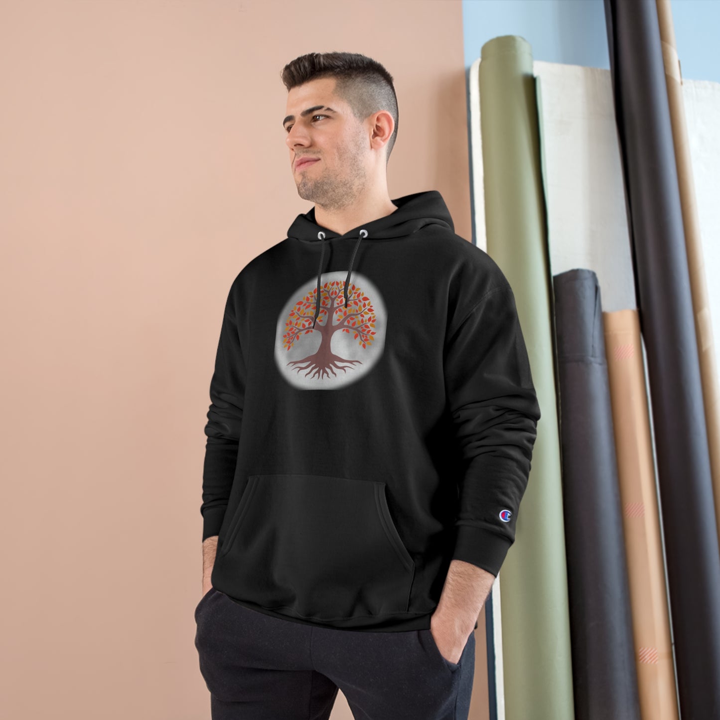 Love Your Neighbor Love Yourself Champion Hoodie with Tree of Life Design