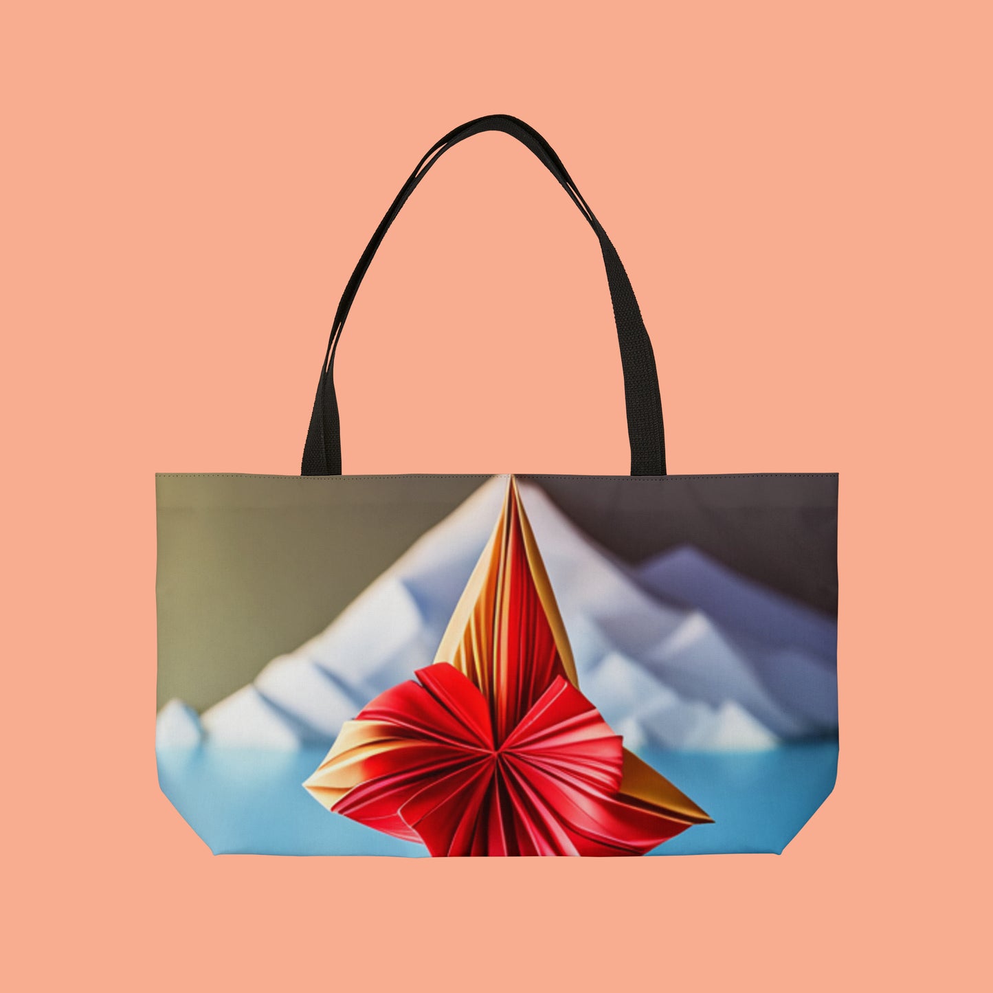Amaryllis and Origami inspired style design on this Weekender Tote Bag.