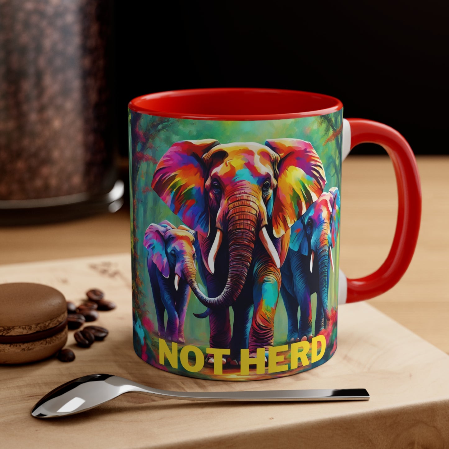 Colorful and beautifully designed “BE SCENE NOT HERD” Accent Coffee Mug, 11oz. Great as a gift or get one to enjoy yourself.