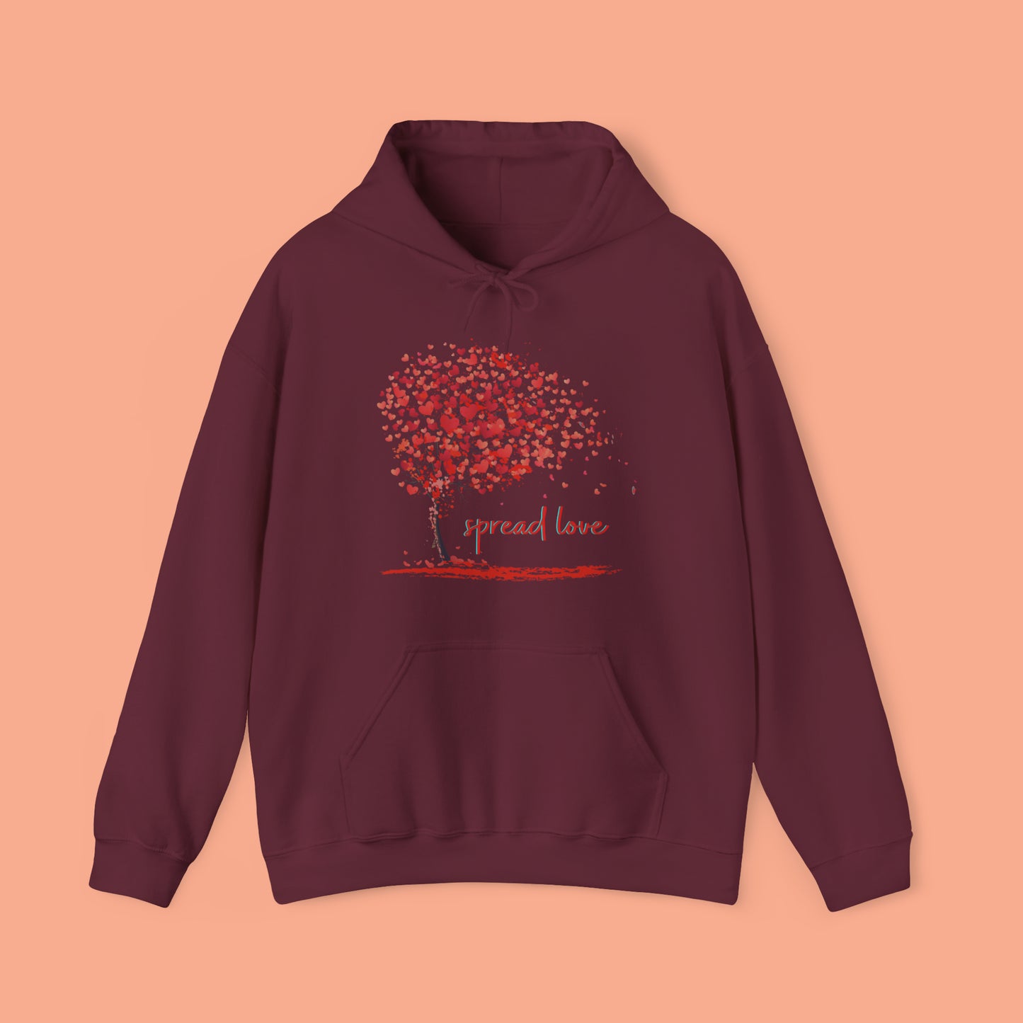 Spread love is the message on this heart filled tree designed Unisex Heavy Blend™ Hooded Sweatshirt