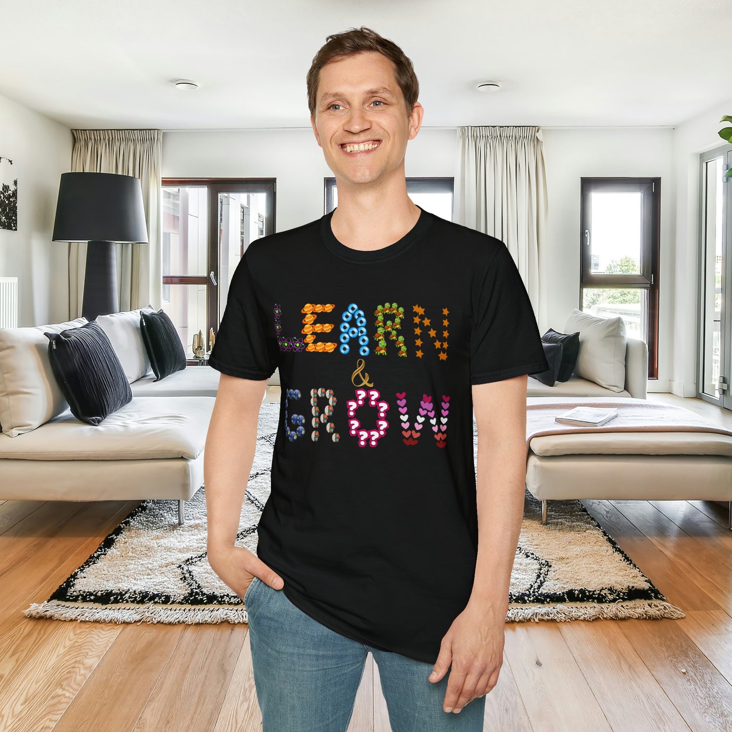 Learn & Grow is the message of this uniquely designed Unisex Softstyle T-Shirt for you.