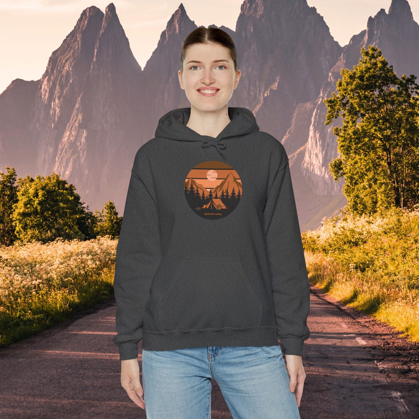 Mountain Camping Unisex Hoodie - Spend time wisely