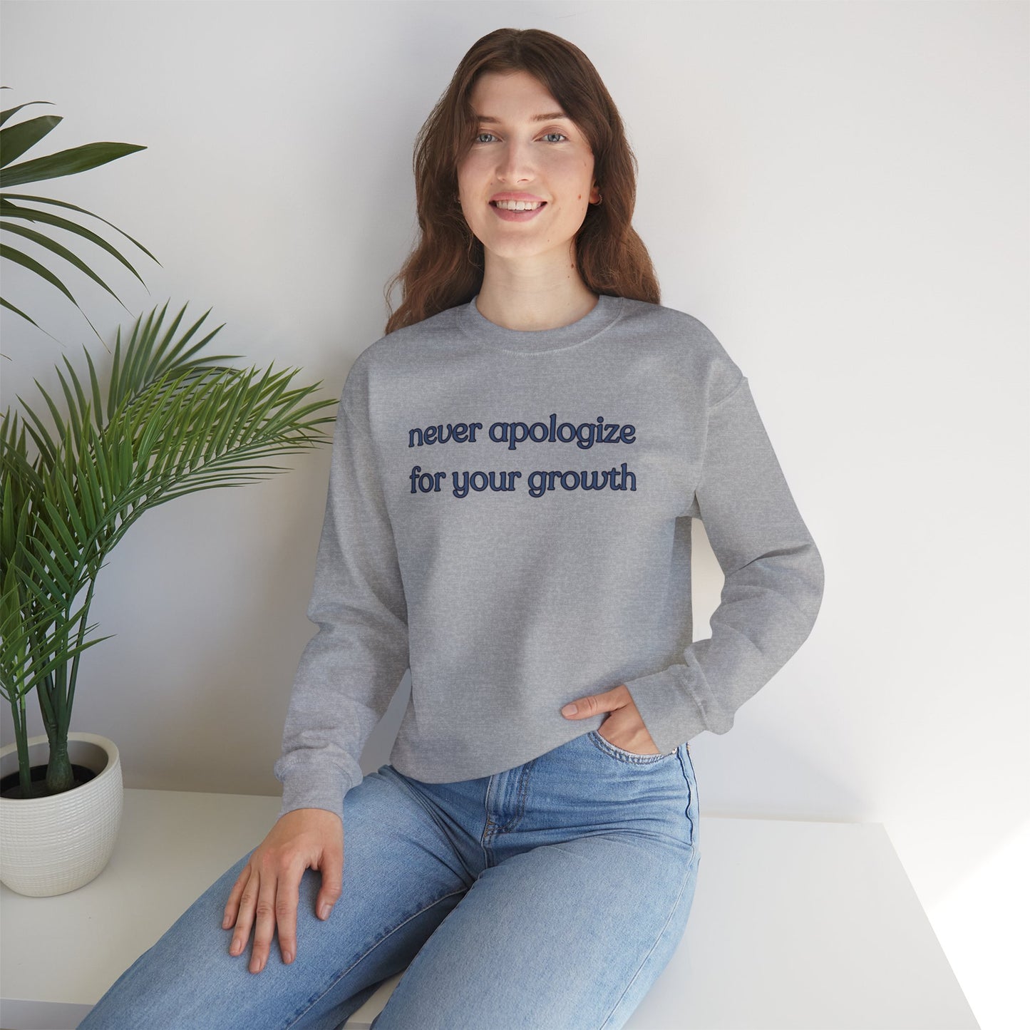 A sage message of “never apologize for your growth”. Give the gift of this Unisex Heavy Blend™ Crewneck Sweatshirt or get one for yourself.