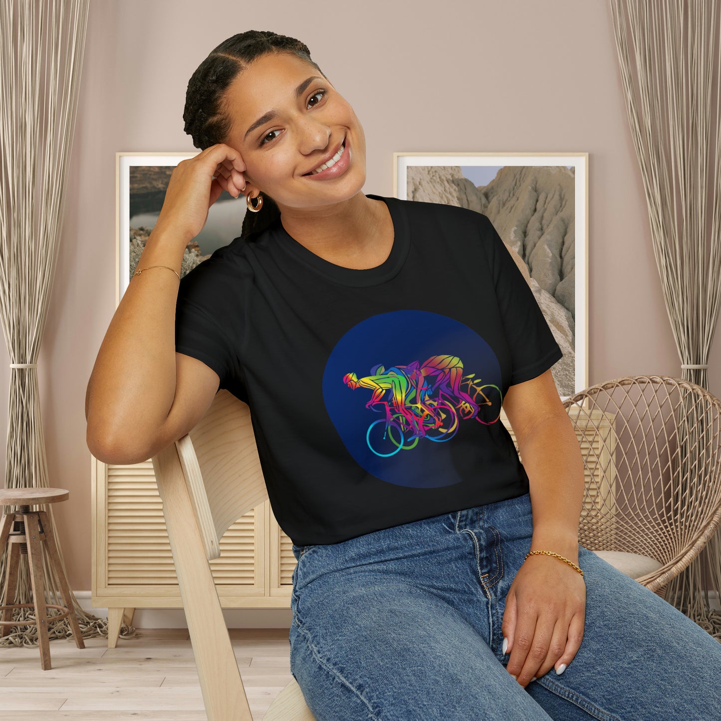 Fun and colorful biker inspired Unisex Softstyle T-Shirt.