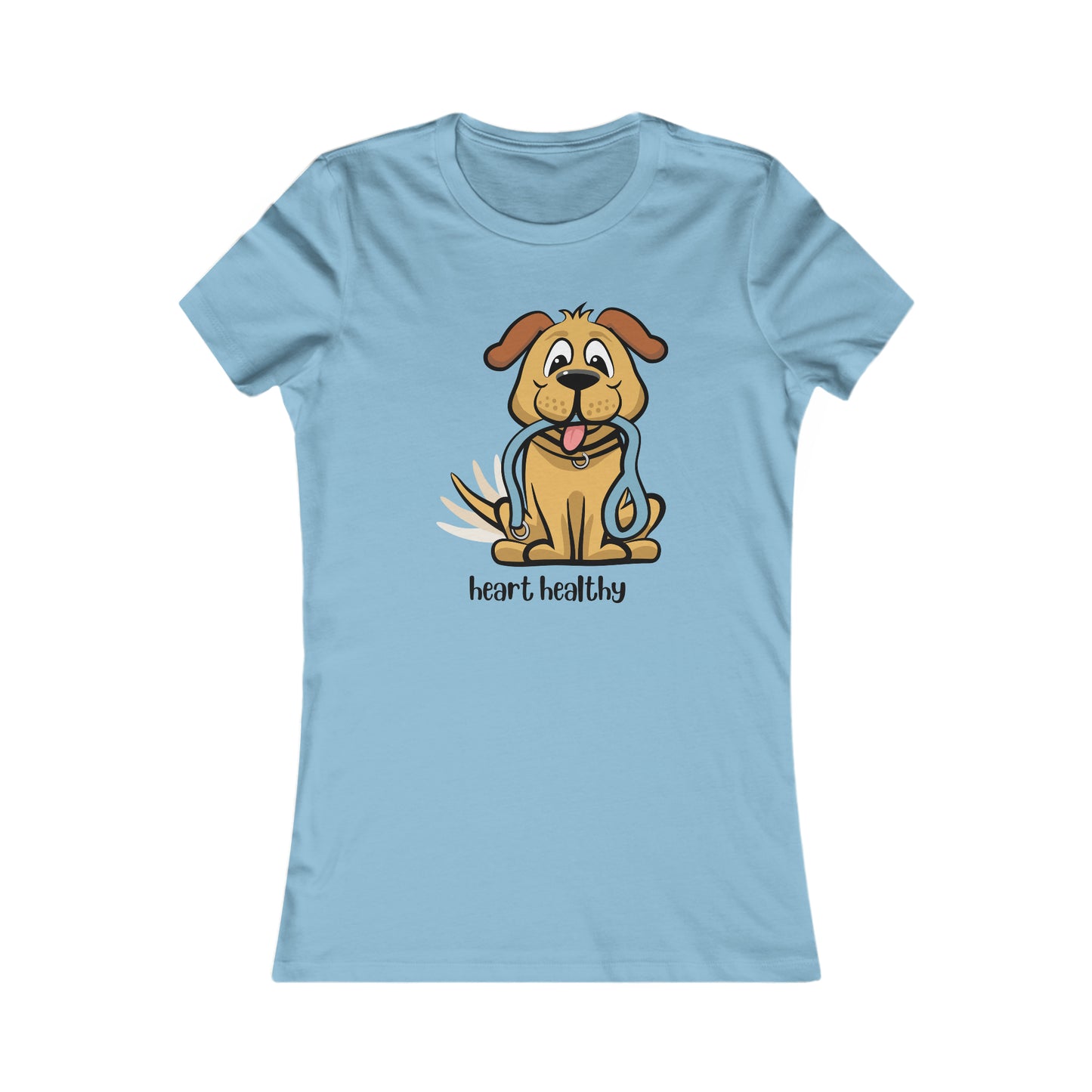 Dog walks have a positive impact on our health, that is a fact.  “heart healthy” is only one of the ways our dogs make us healthy. Women's Favorite Tee in several colors for you to choose from. Slim fit so please check the size table.