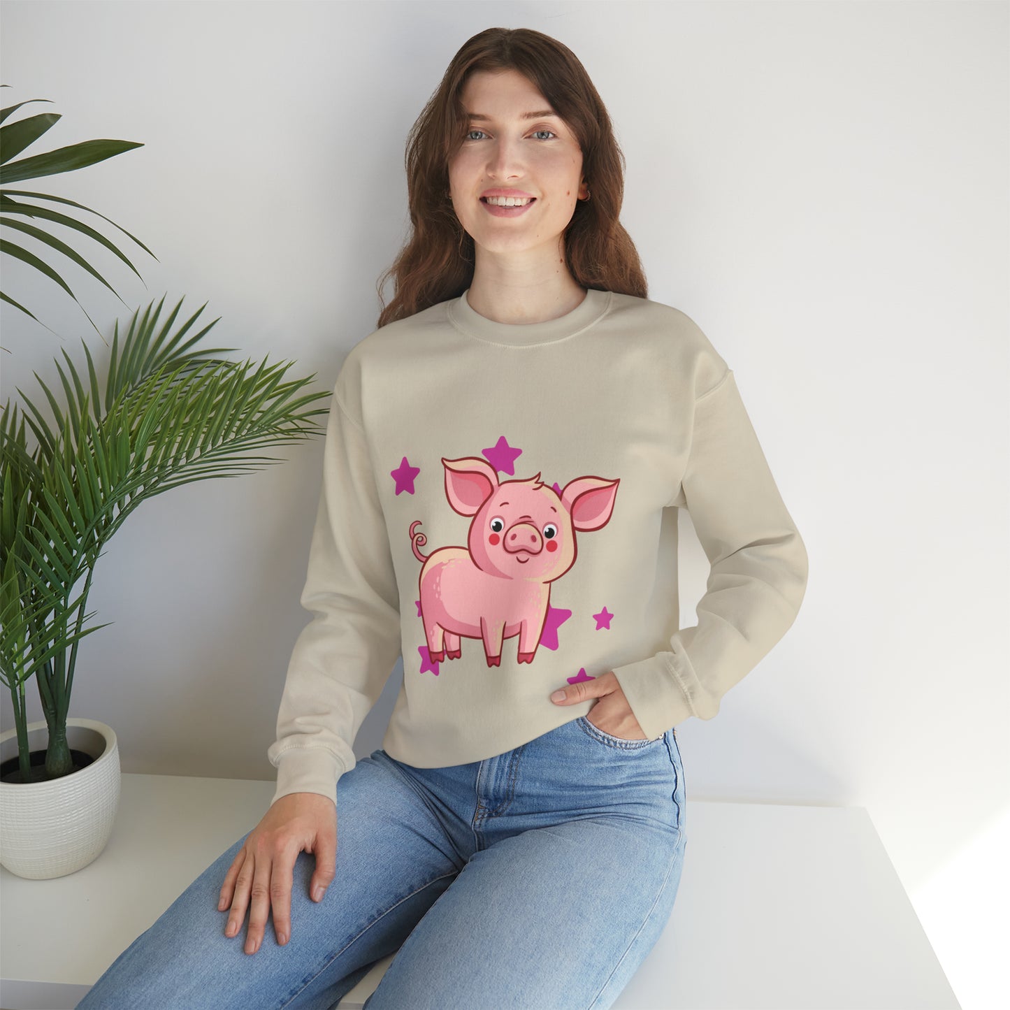 Brighten up your day with this star studded piggy design! Give the gift of this Unisex Heavy Blend™ Crewneck Sweatshirt or get one for yourself.
