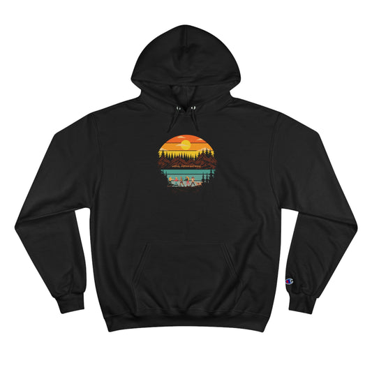 Nature Champion Hoodie - Friends Unplug Explore & Enjoy Mountains and Sun Design