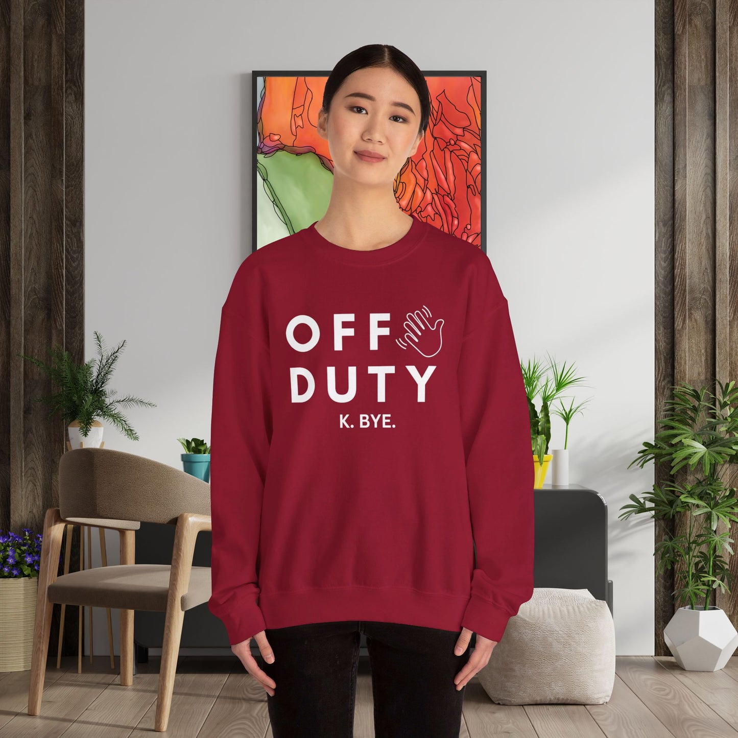 Cozy up with this simple “OFF DUTY” sweatshirt designed by Nurse Angela (my niece). Give the gift of this Unisex Heavy Blend™ Crewneck Sweatshirt or get one for yourself.