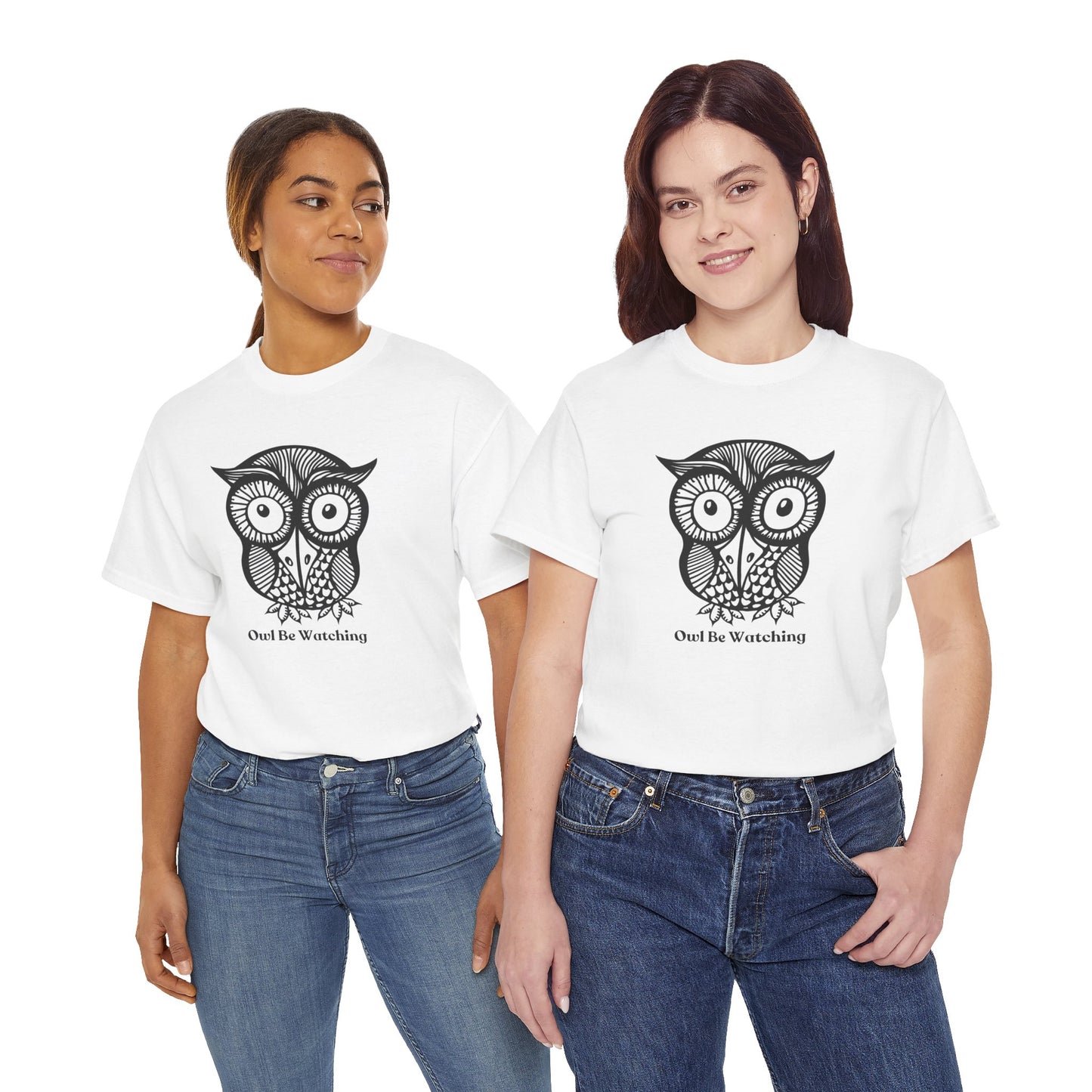 Owl Tee with Owl be watching caption