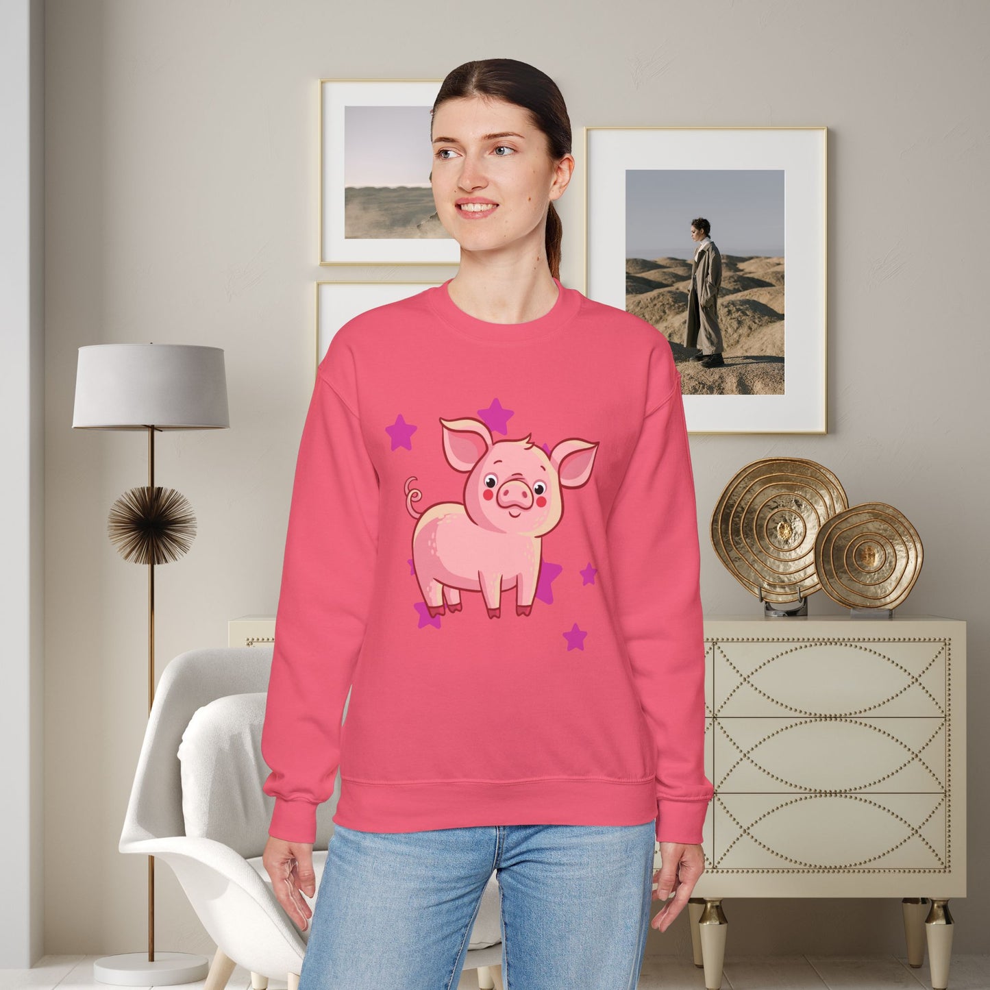 Brighten up your day with this star studded piggy design! Give the gift of this Unisex Heavy Blend™ Crewneck Sweatshirt or get one for yourself.