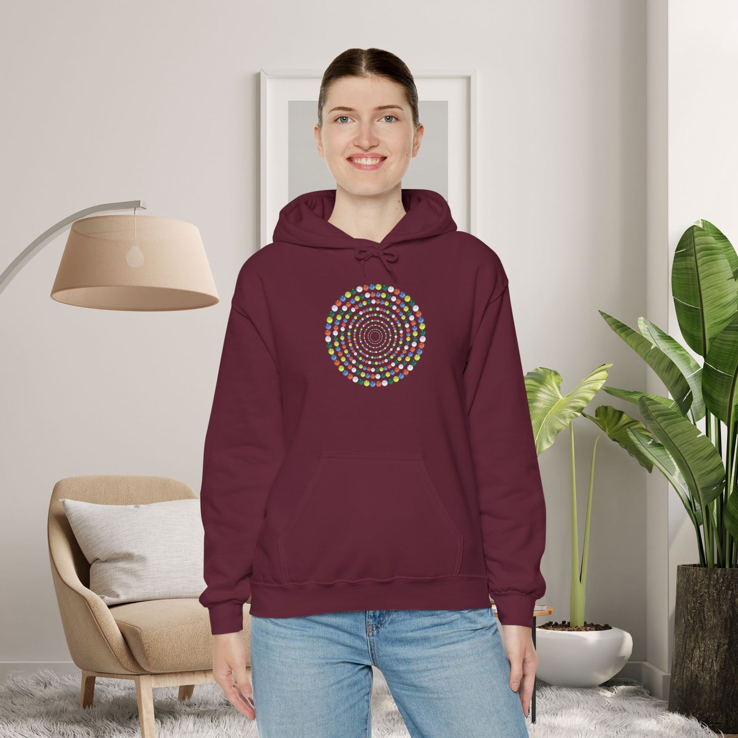 Hooded Sweatshirt - Colorful Marbles Design