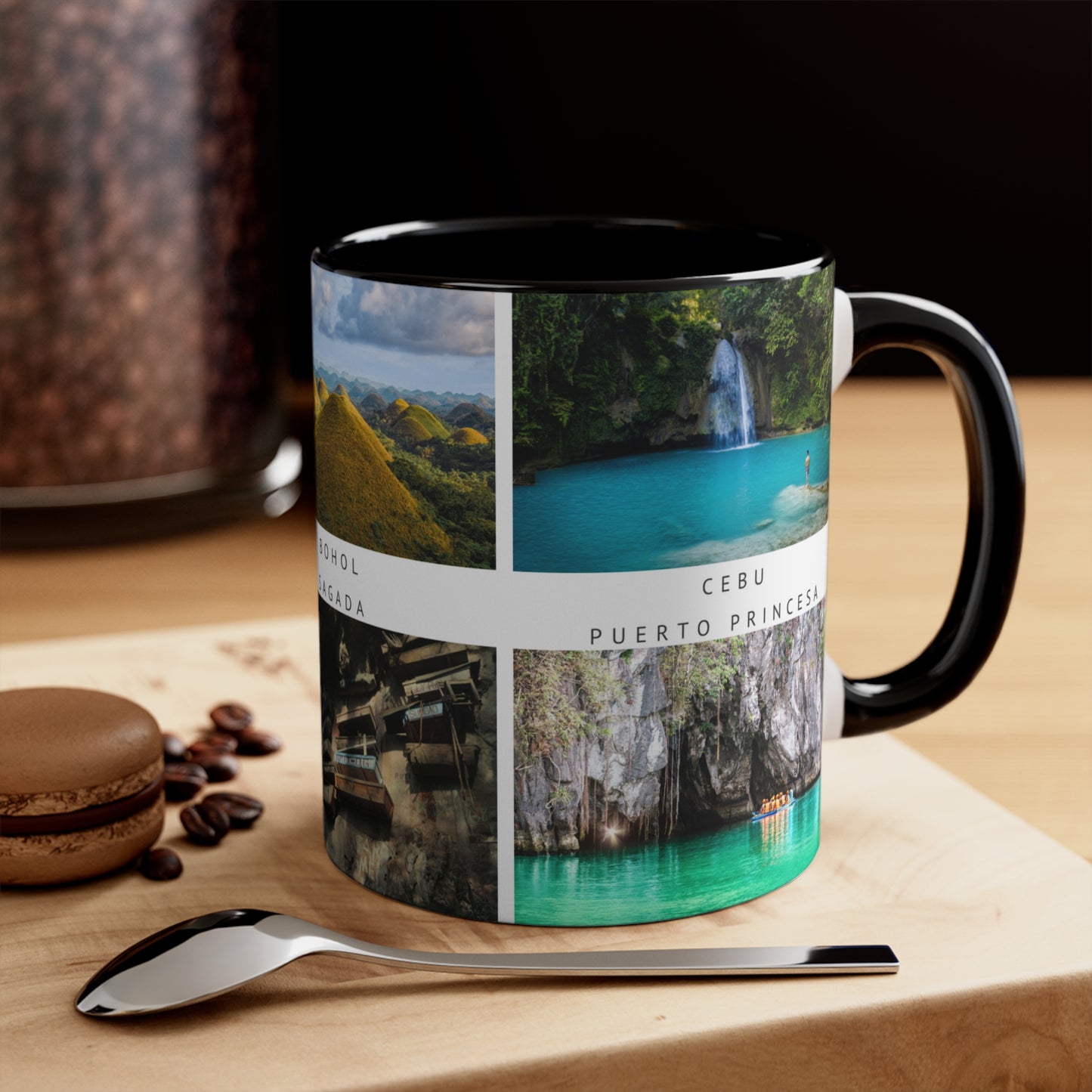 Philippines! This Travel Accent Coffee Mug is a part of a Travel Series for you to choose from. 11oz. Great as a gift or get one to enjoy yourself.