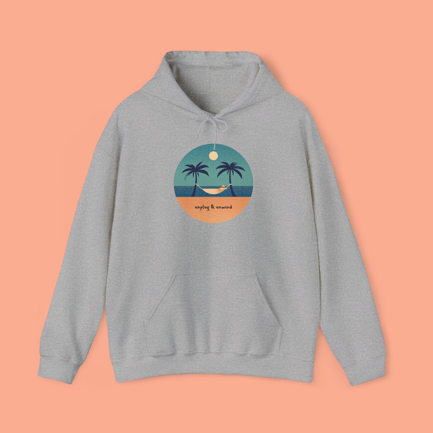 Beach Scene Hooded Sweatshirt - Unplug & Unwind Design