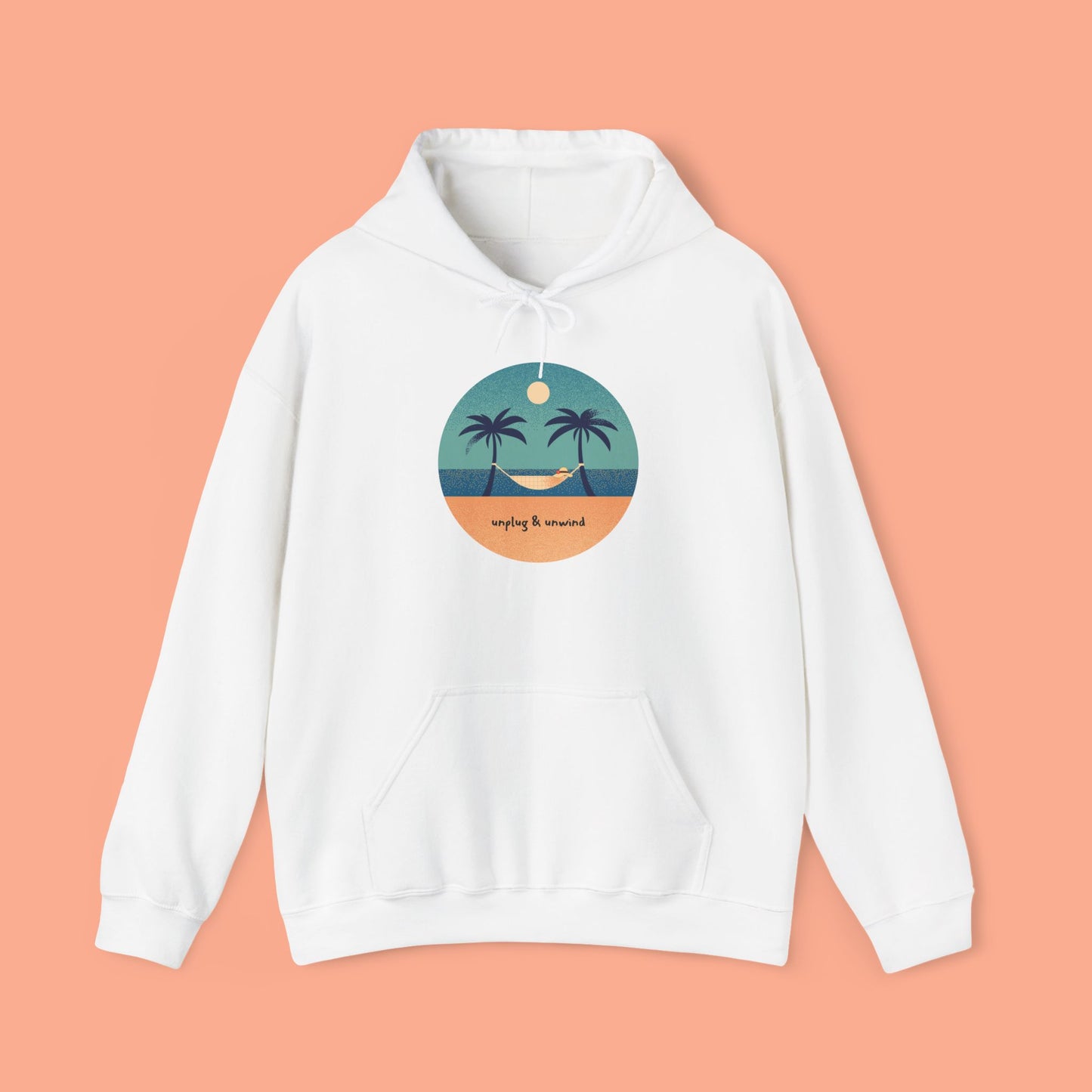 Beach Scene Hooded Sweatshirt - Unplug & Unwind Design