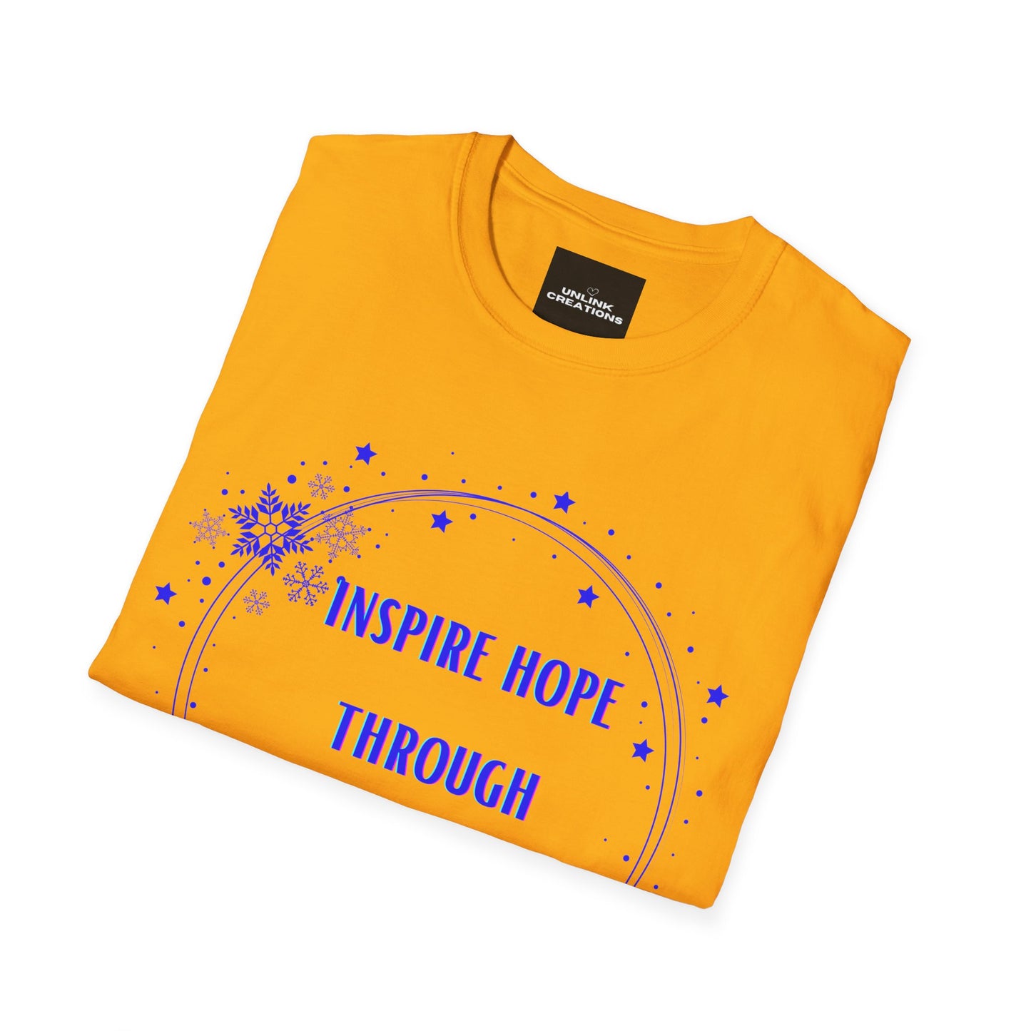 A message of “inspire hope through kindness” on this Unisex Softstyle T-Shirt.