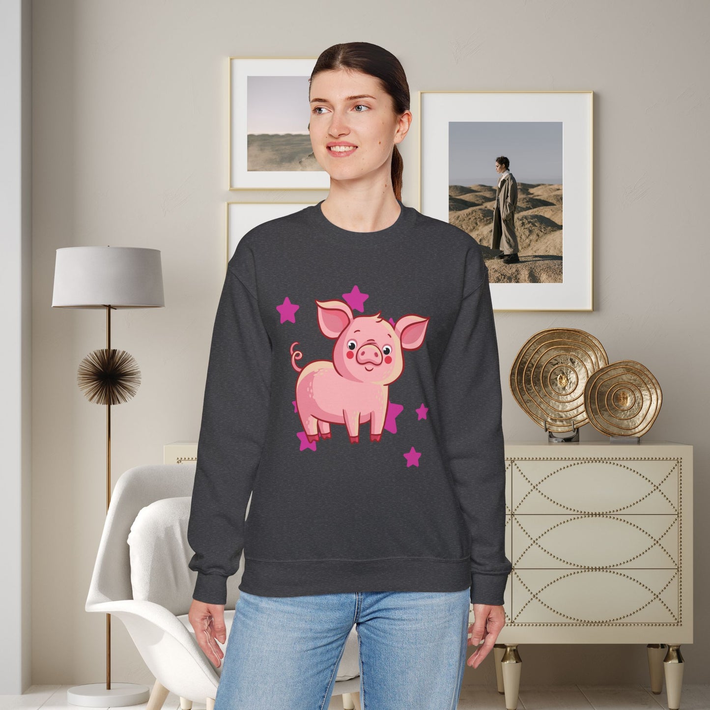 Brighten up your day with this star studded piggy design! Give the gift of this Unisex Heavy Blend™ Crewneck Sweatshirt or get one for yourself.