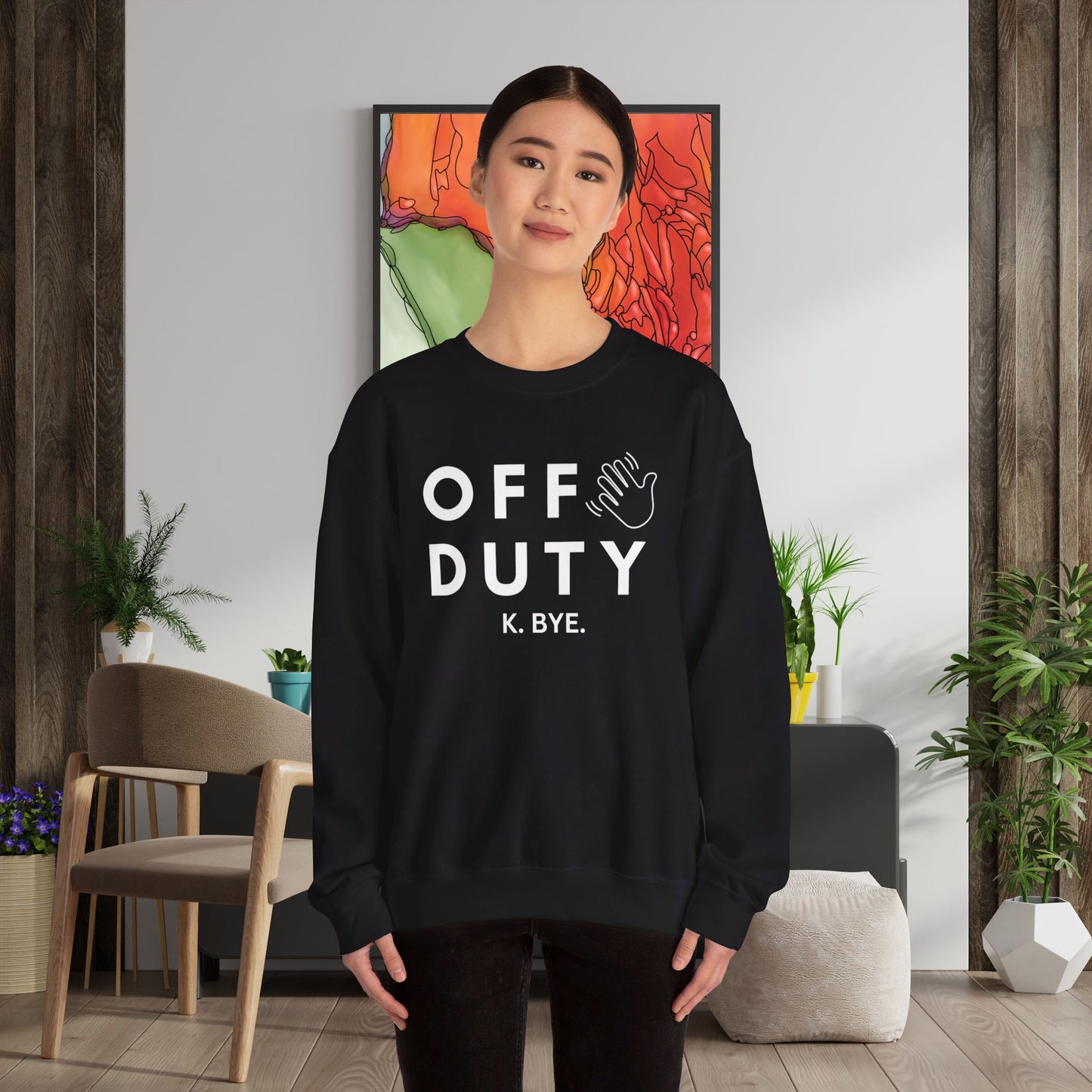 Cozy up with this simple “OFF DUTY” sweatshirt designed by Nurse Angela (my niece). Give the gift of this Unisex Heavy Blend™ Crewneck Sweatshirt or get one for yourself.