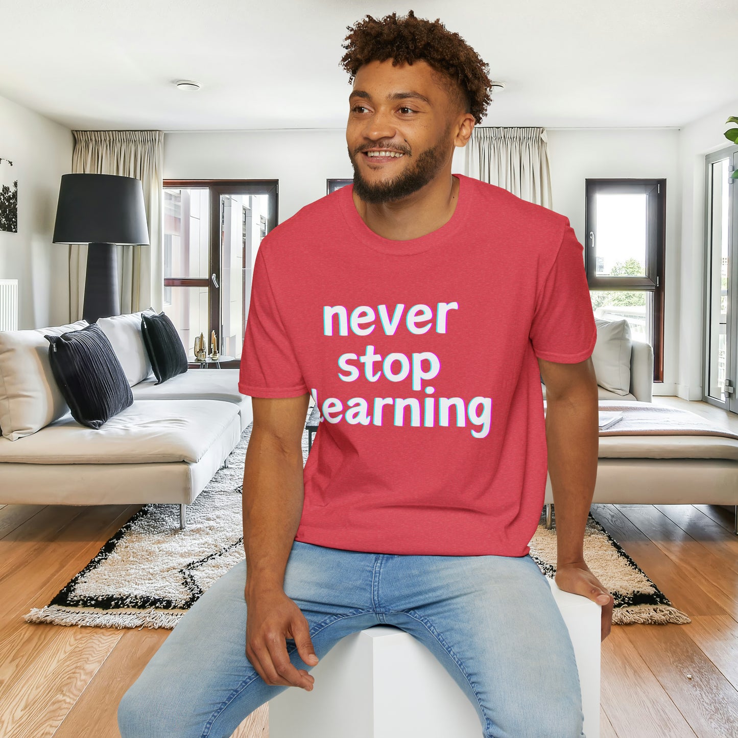 Never stop learning, a sage message this Unisex Softstyle T-Shirt for you.