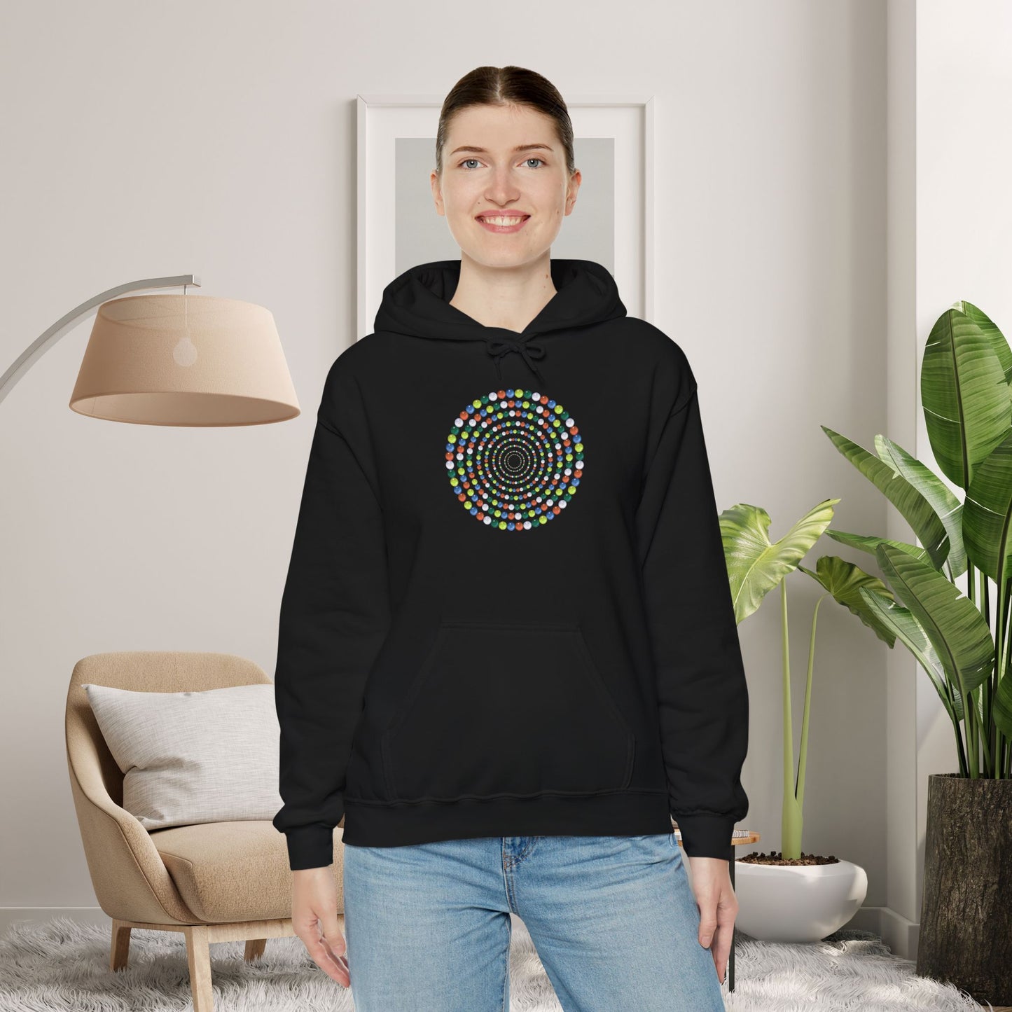 Hooded Sweatshirt - Colorful Marbles Design