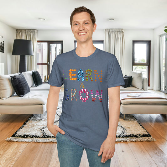 Learn & Grow is the message of this uniquely designed Unisex Softstyle T-Shirt for you.