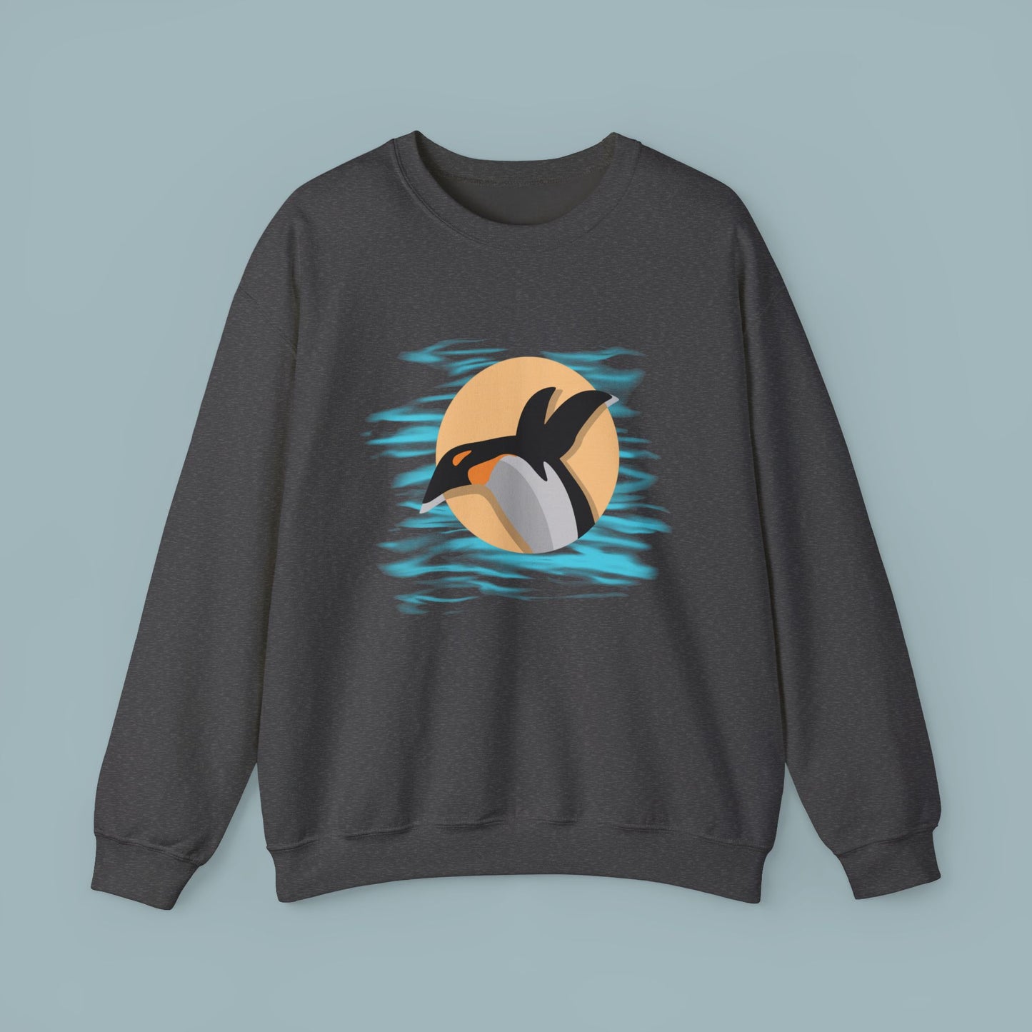 Colorful and playful penguin retro design. Give the gift of this Unisex Heavy Blend™ Crewneck Sweatshirt or get one for yourself.