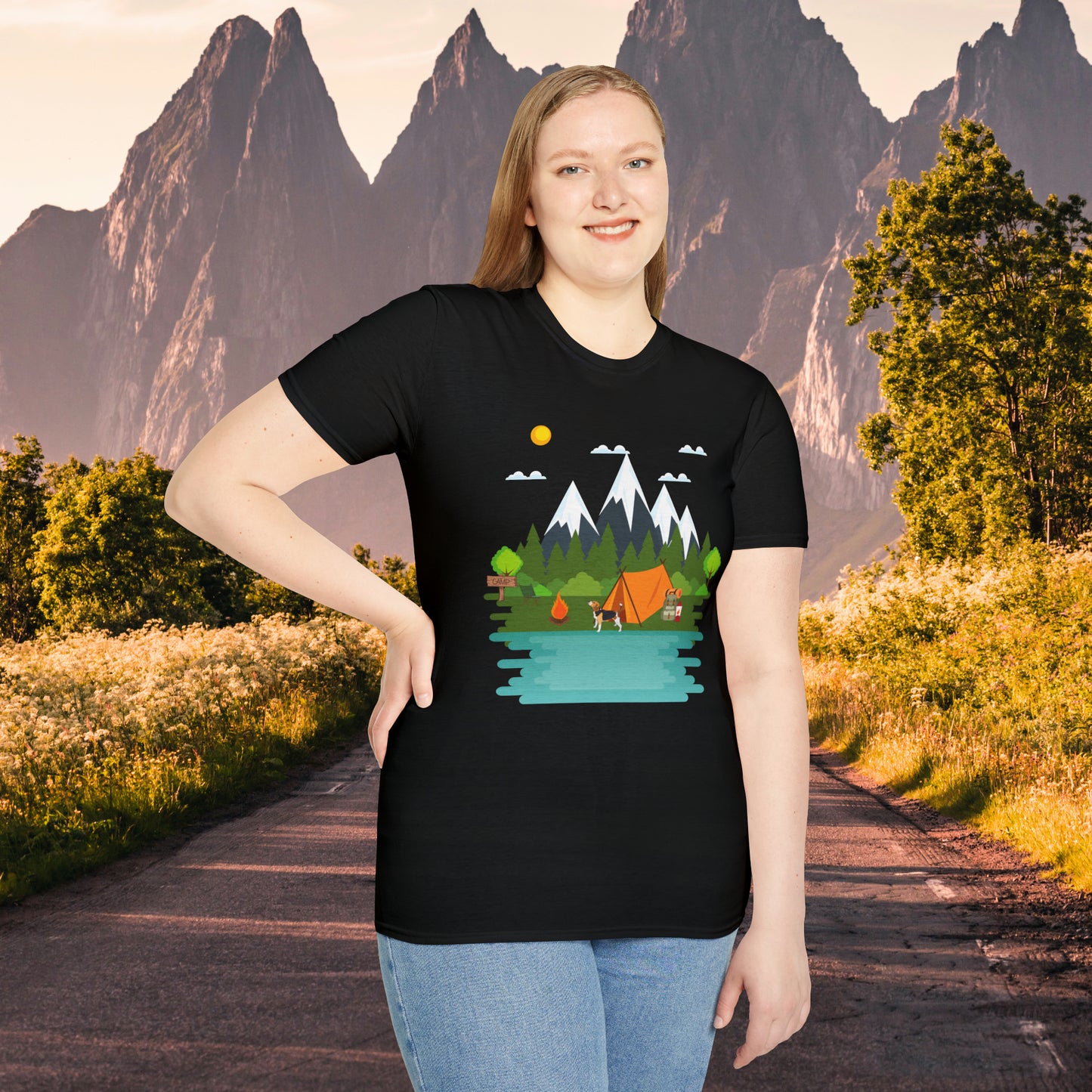 Love camping in the great outdoors? This is a shirt just for you! This is a Unisex Softstyle T-Shirt.