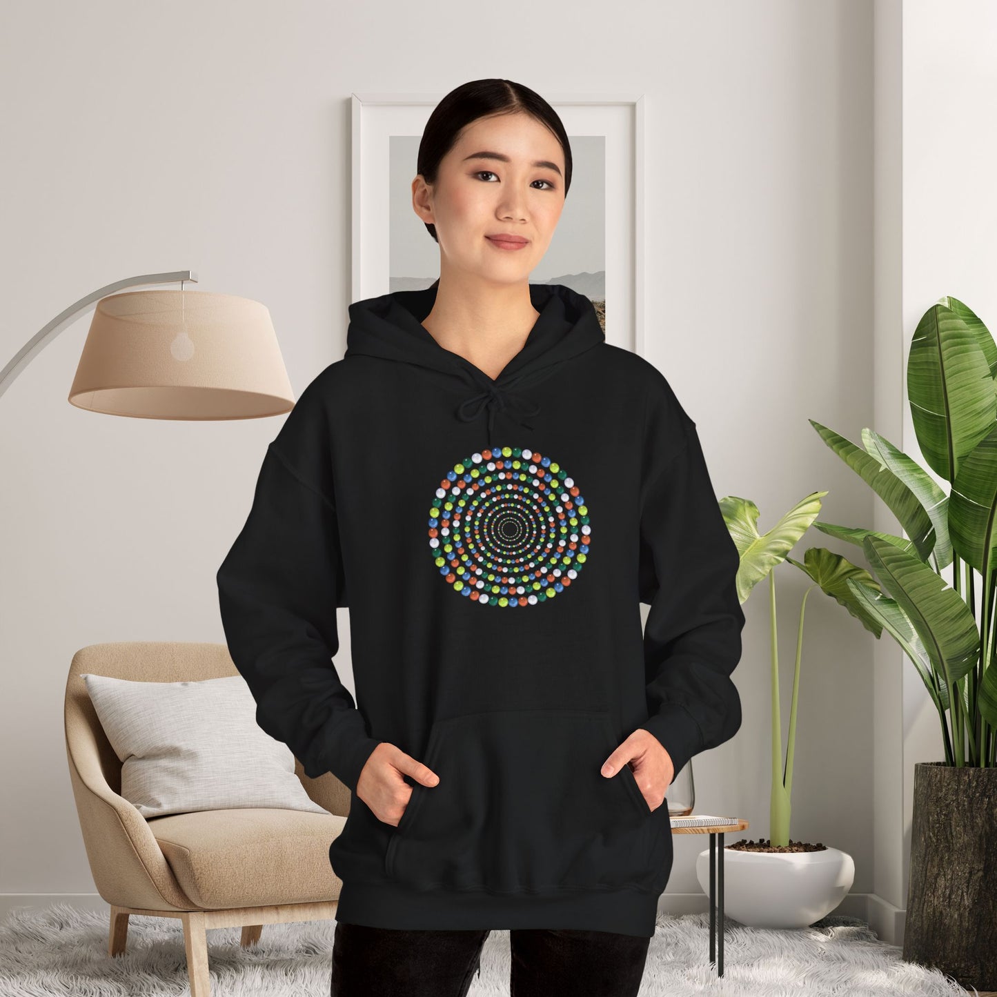 Hooded Sweatshirt - Colorful Marbles Design