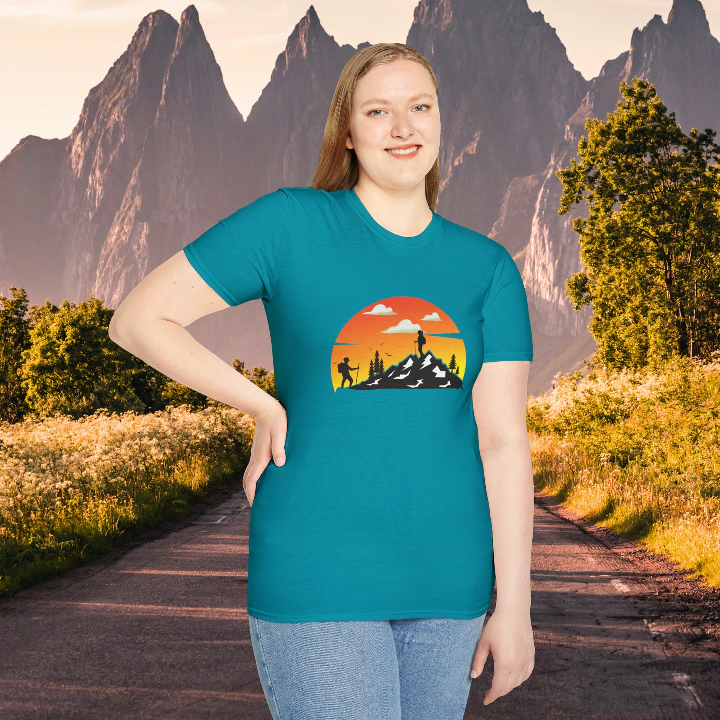 Great shirt for that hiker who just loves to be outdoors to climb mountains or be one with nature on this Unisex Softstyle T-Shirt.