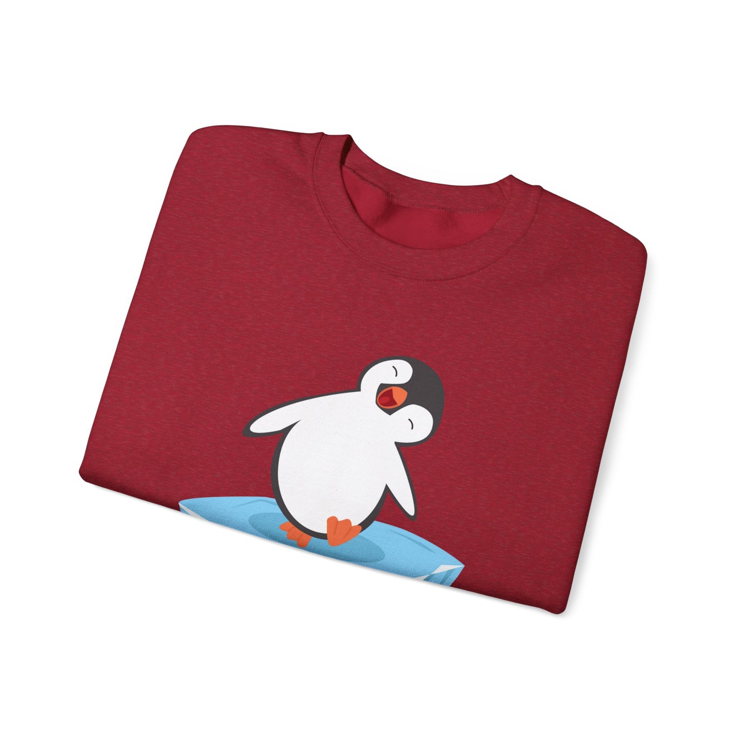 Playtime! Cute and happy penguin on an iceberg design. Give the gift of this Unisex Heavy Blend™ Crewneck Sweatshirt or get one for yourself.