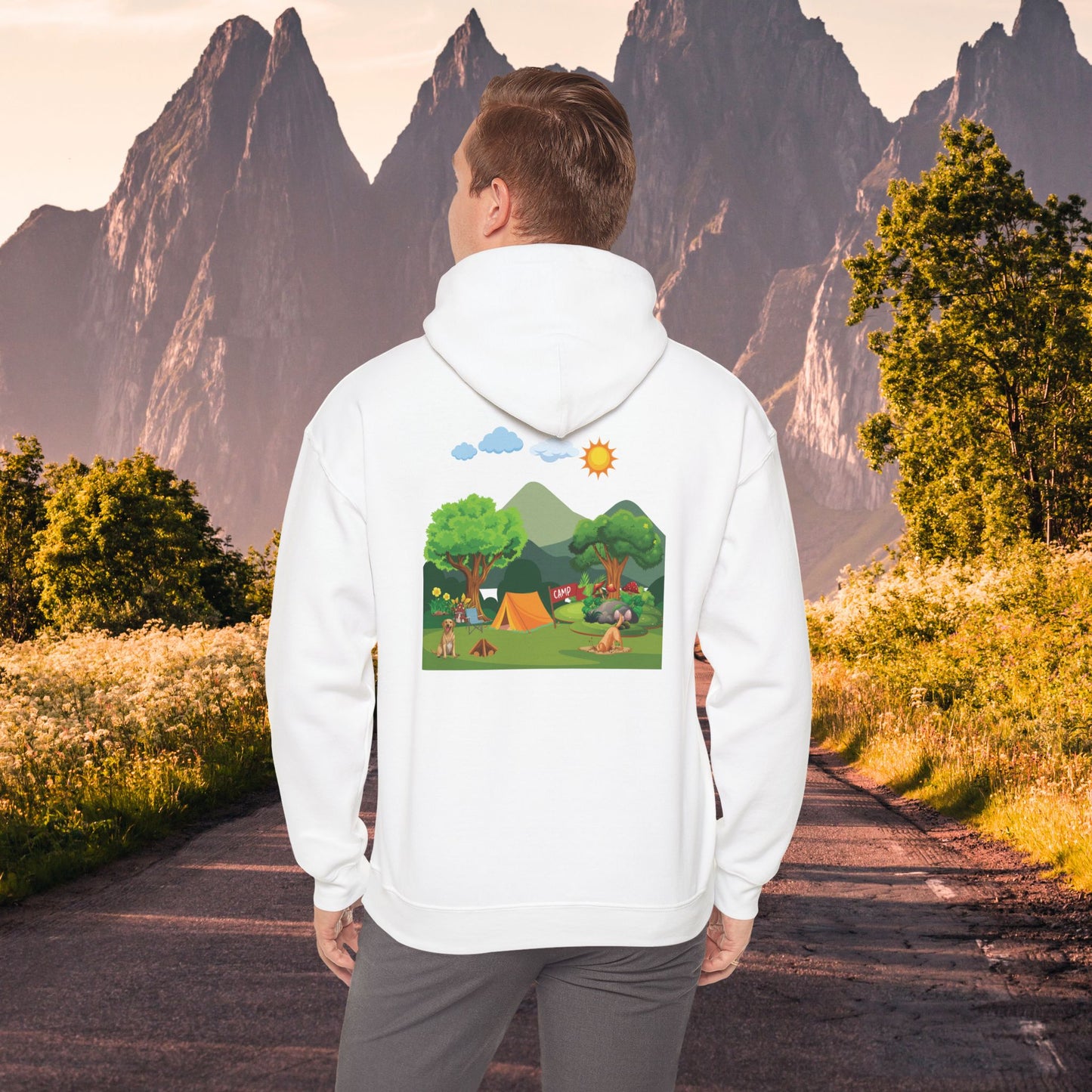 Fun Mountain Camping with the Doggies Unisex Hoodie