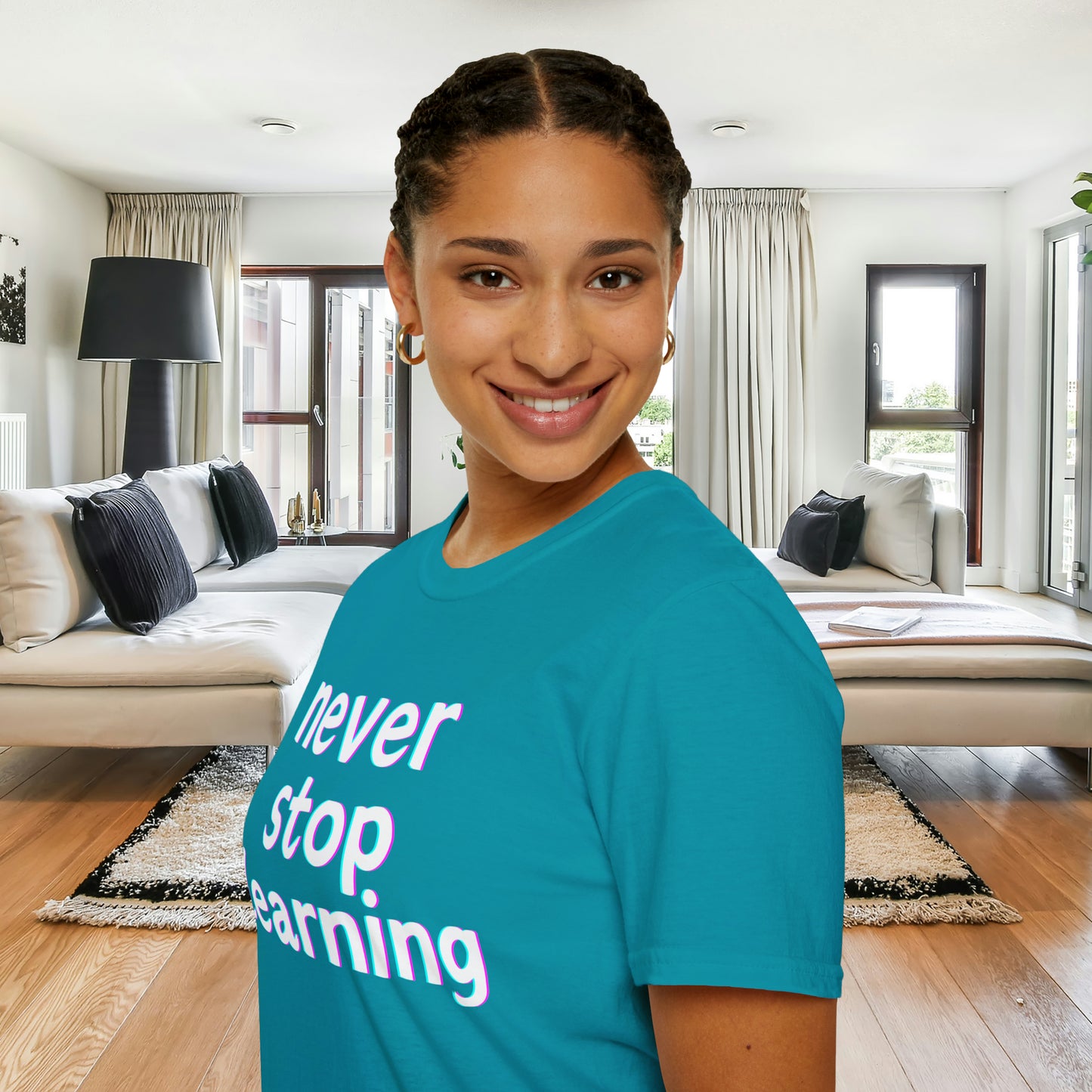 Never stop learning, a sage message this Unisex Softstyle T-Shirt for you.