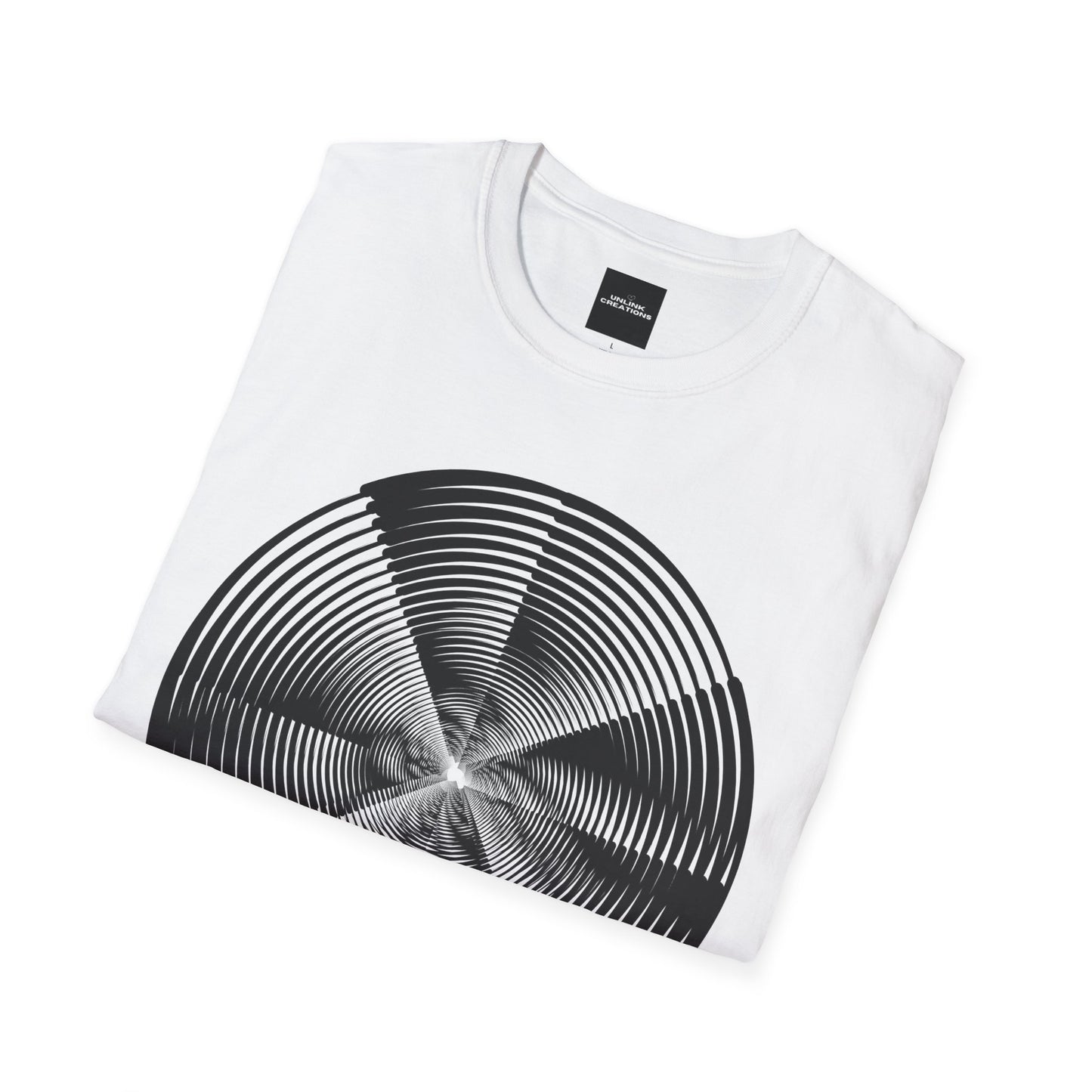 Geometric abstract design on this Unisex Softstyle T-Shirt for you.